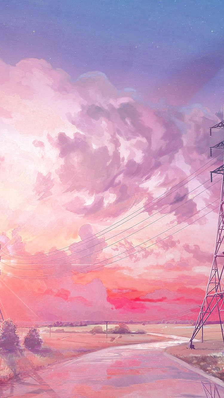 iPhone 6 Wallpaper. arseniy chebynkin sunset illustration art pink Süße Tapeten Süße. Landscape wallpaper, Sunset illustration, Anime scenery wallpaper
