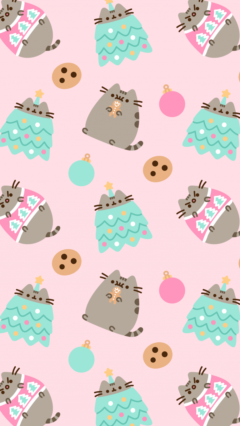 Cute Kawaii Christmas  Exclusive Pusheen Android Cute Cartoon Christmas  HD phone wallpaper  Pxfuel