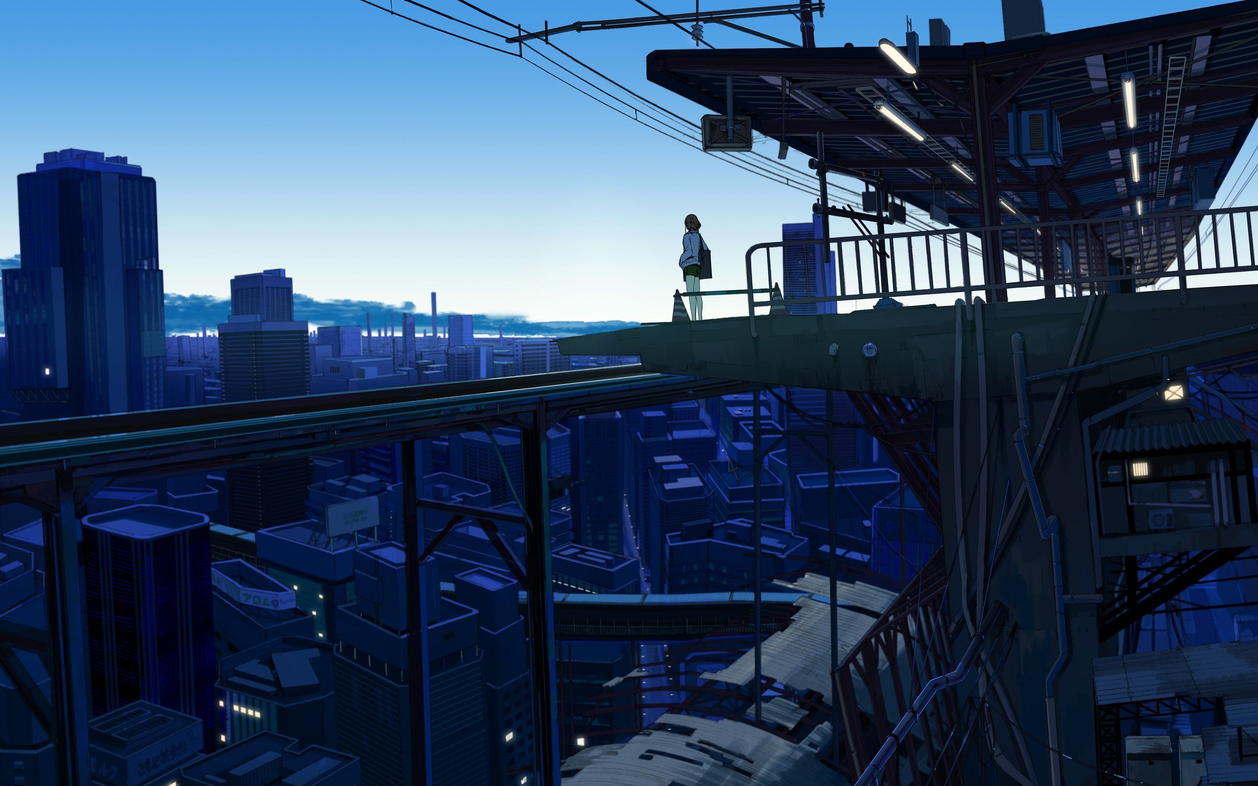 Anime Rooftop City Wallpapers - Wallpaper Cave