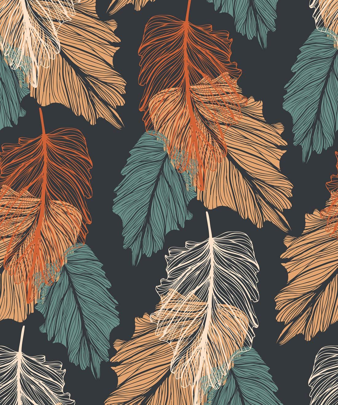 Shedding • A Contemporary Falling Leaf Wallpaper