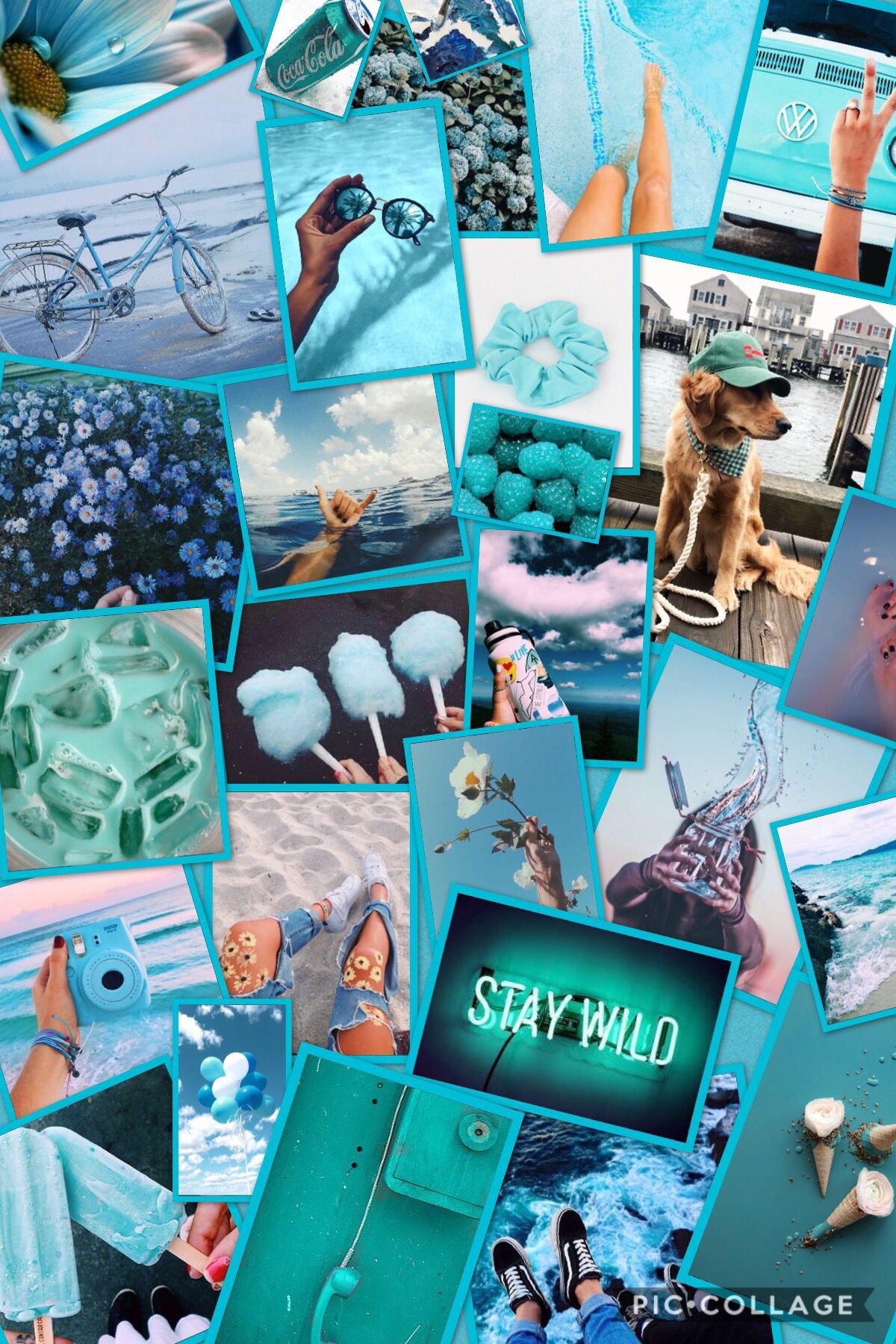 Neon Blue Aesthetic Wallpaper Collage