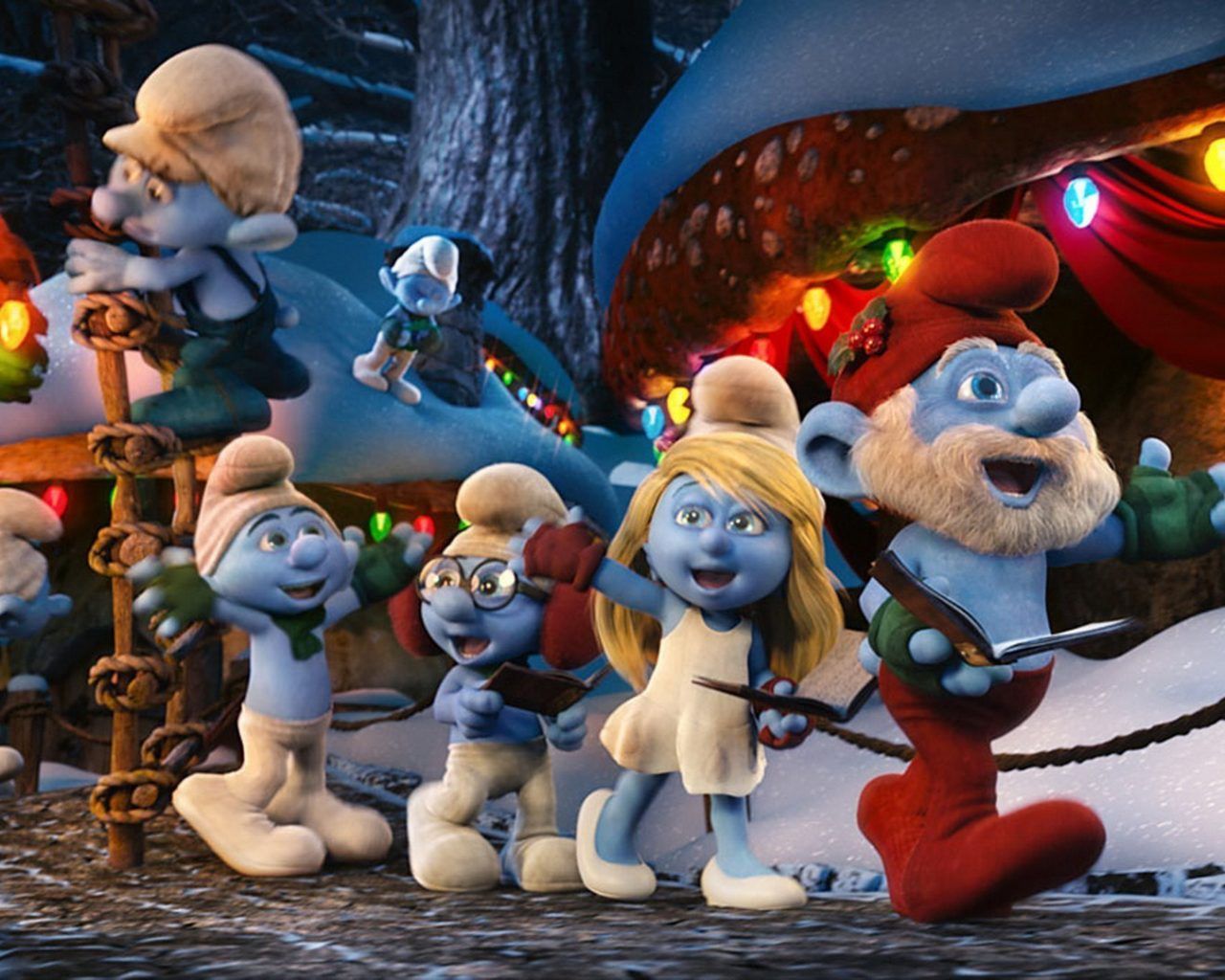 The Smurfs Christmas Celebration Smurf Wallpaper HD 1920x1080, Wallpaper13.com