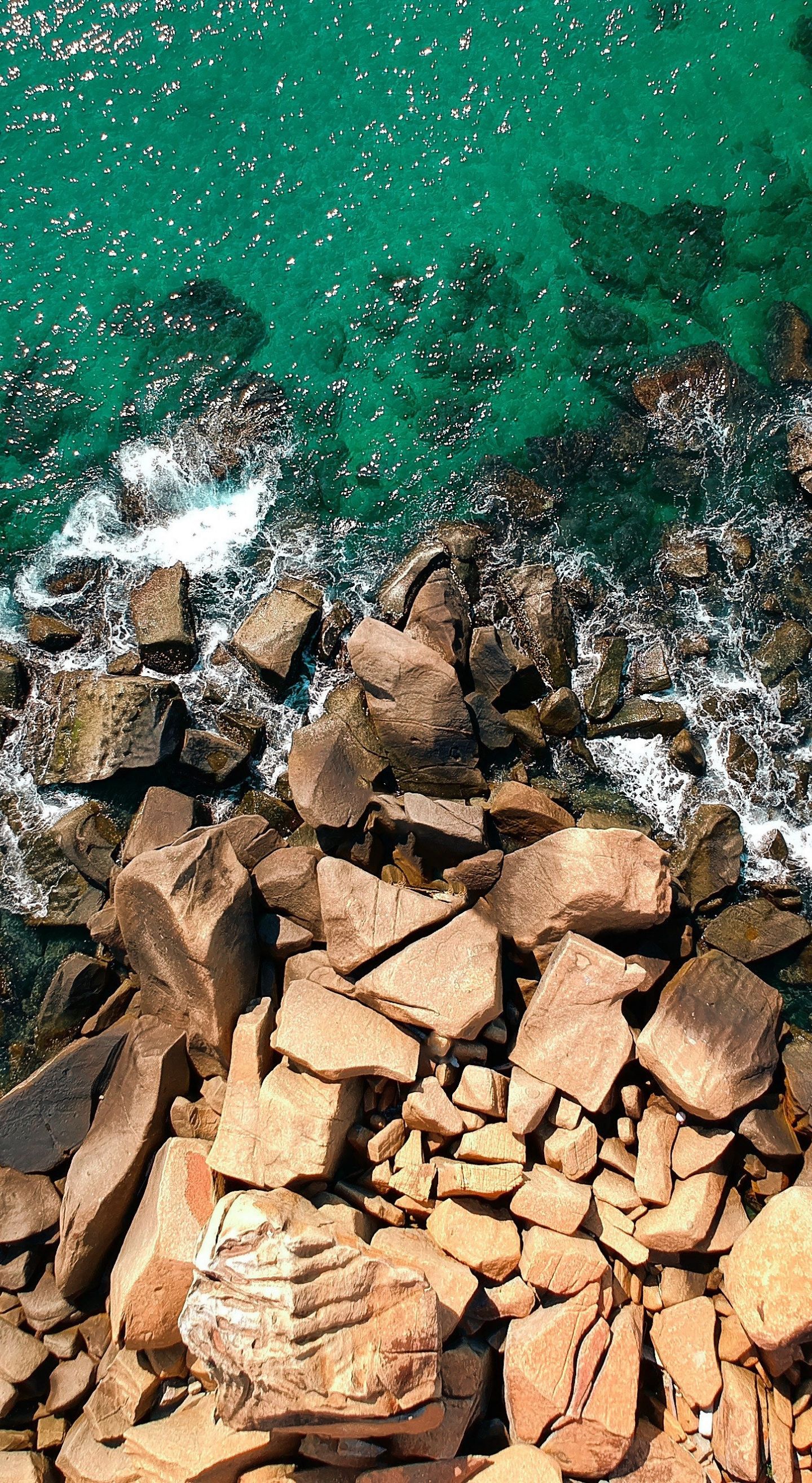 Download Sea, rocks, coast, drone shot, nature wallpaper, 1440x Samsung Galaxy Note 8