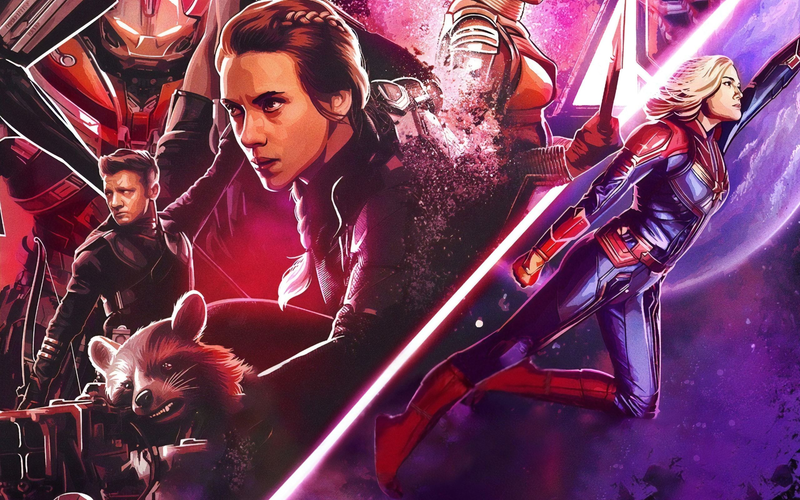 Wallpaper Black Widow, Captain Marvel, Hawkeye, Hulkbuster background