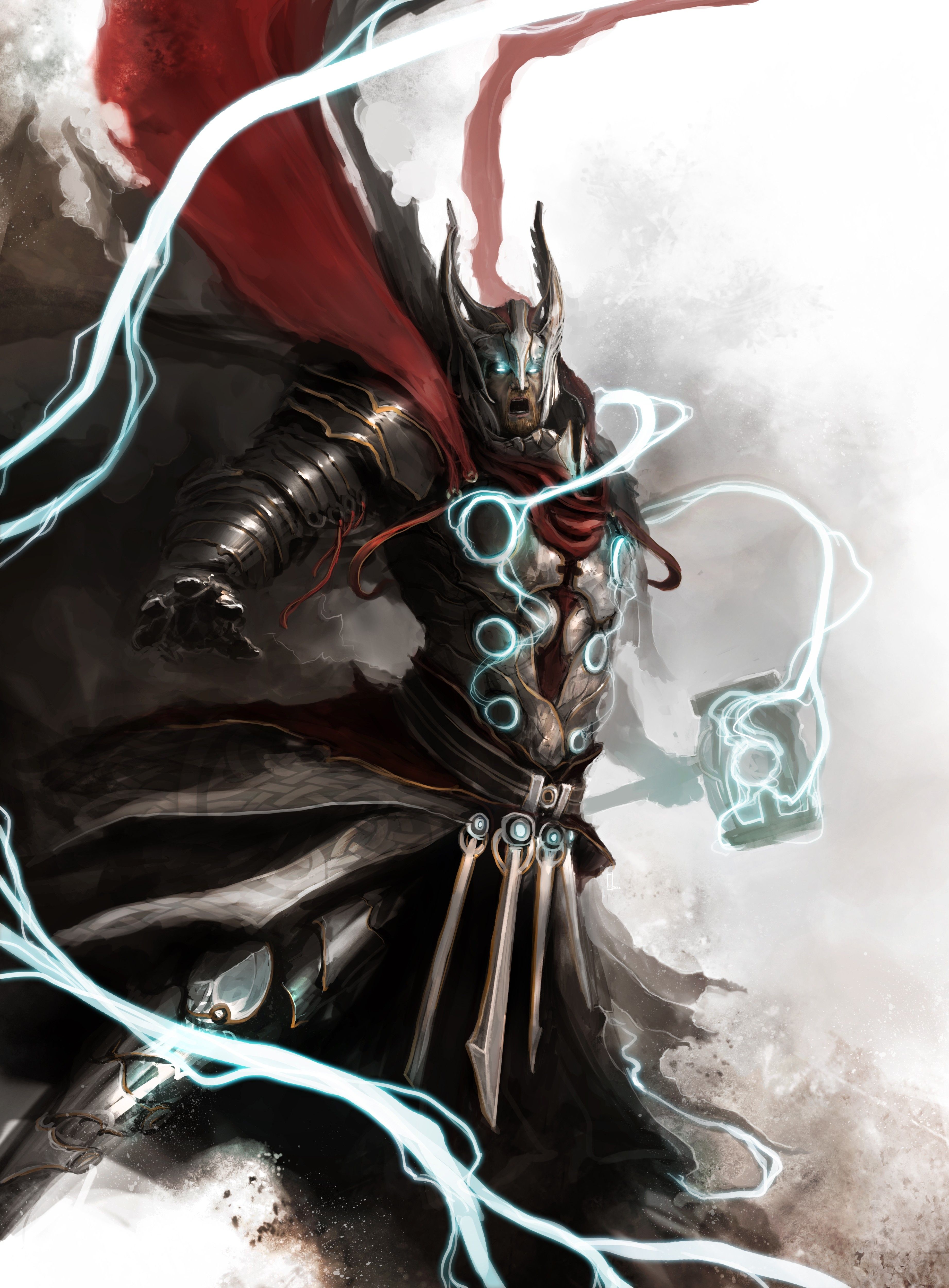 thor weapons hammer digital art artwork the avengers marvel airbrushed lightning bolts mjolnir thedu