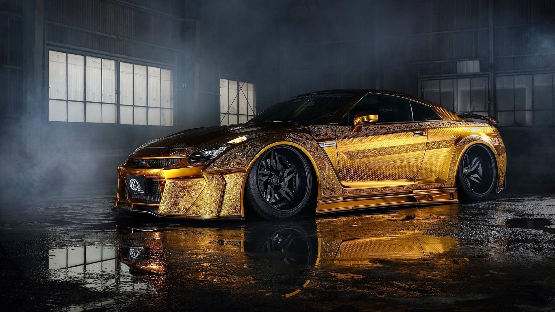 windows, gold engraved nissan gtr, desktop, wallpaper. Mocah HD Wallpaper