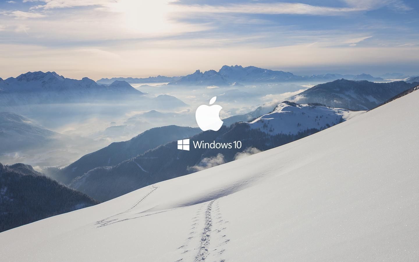 Minimal Snowy Mountain Apple ft Windows 10 Wallpaper [1440x900]. #Followme #CooliPhone6Case on #Twitter #Facebook. Windows Windows 10 background, R wallpaper