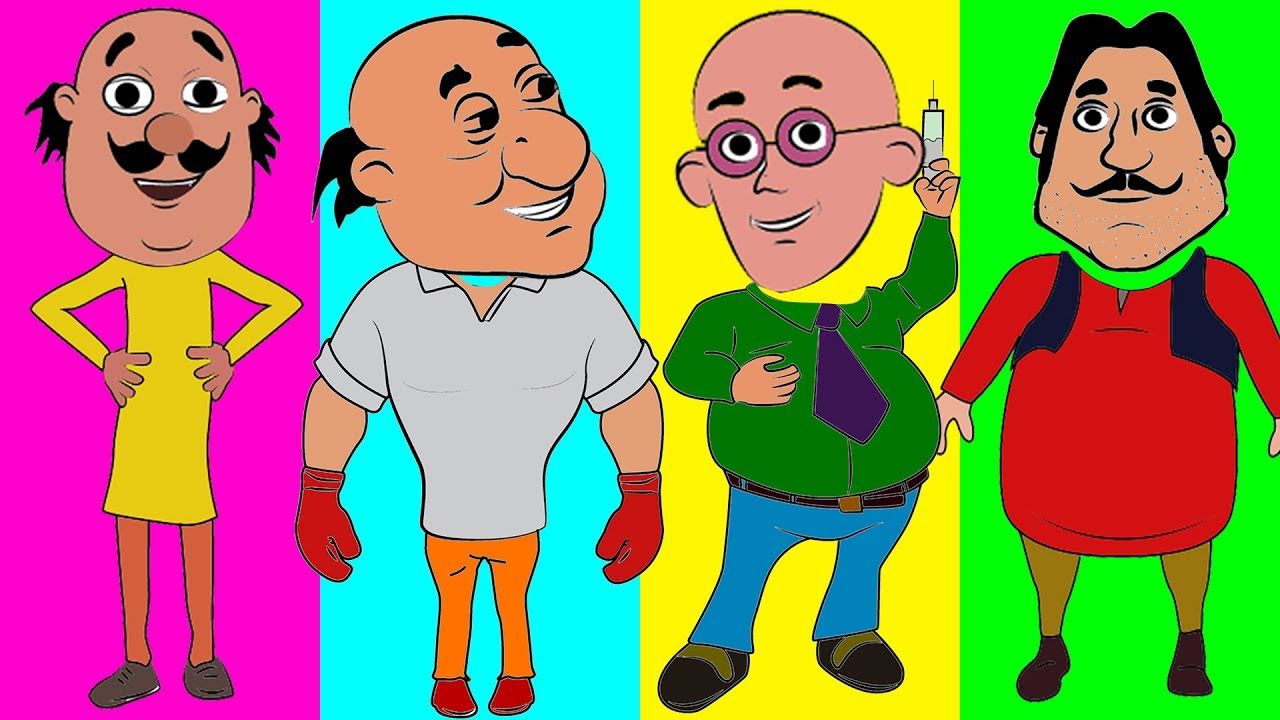 Learn Colors with Motu Patlu trolls Dr. Jhatka Boxer Heads Finger Family Nursery Rhymes
