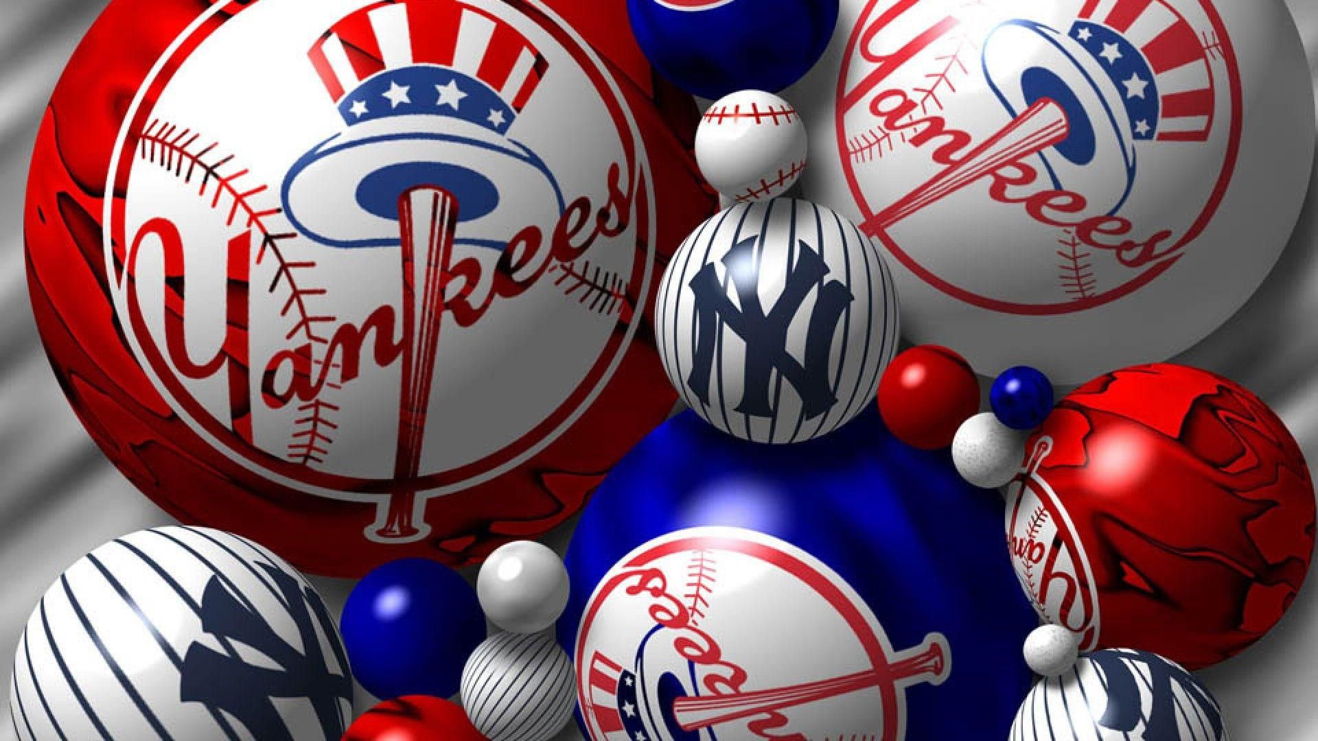 Yankees Logo On Balls Baseball HD Yankees Wallpaper