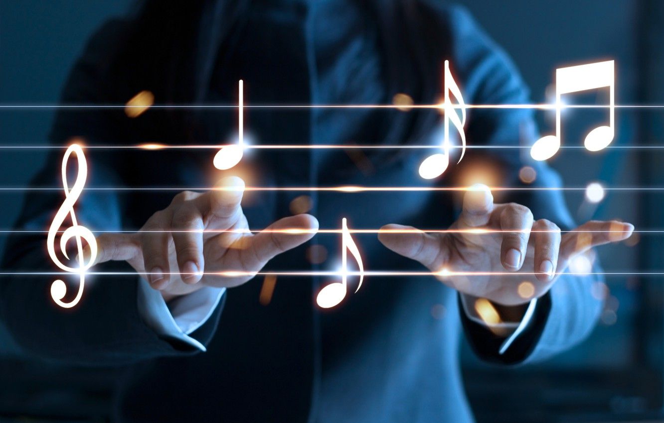 Wallpaper woman, concert, tool, classic, treble clef, melody, stave, Symphony, music, closeup, musical instrument, conductor, colored lights, good idea, bokeh wallpaper., graceful hands image for desktop, section музыка