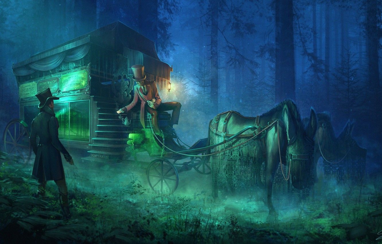 Wallpaper forest, coach, hearse, The Bus Conductor image for desktop, section разное