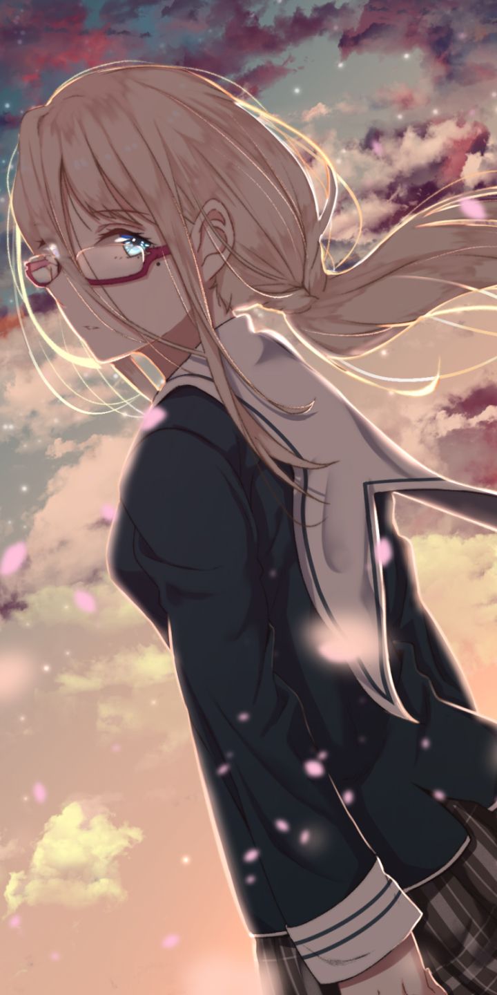 image Of Blond Hair Anime Girl With Glasses