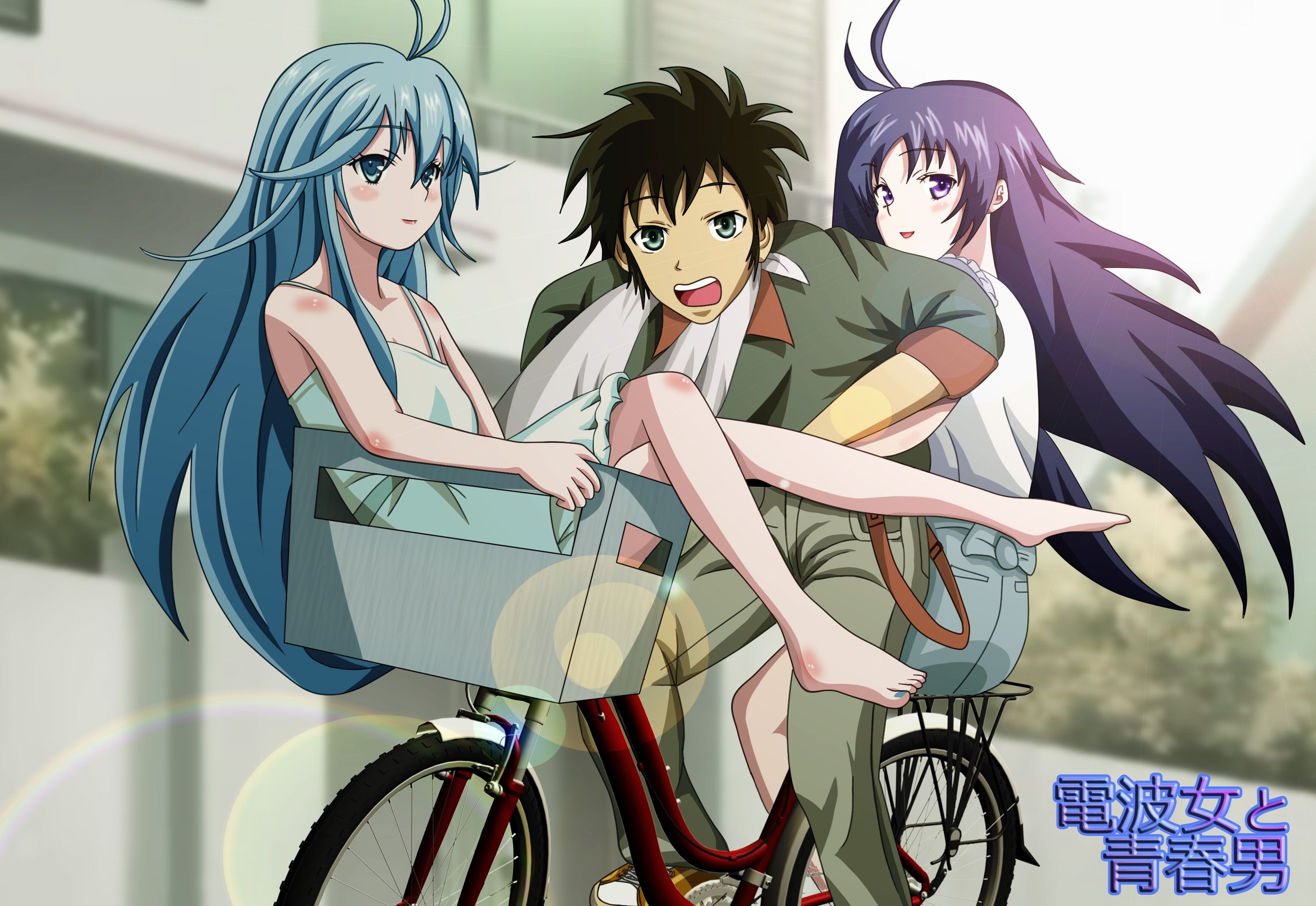 Wallpaper, Denpa Onna To Seishun Otoko, boy, girls, bicycle 2952x2031