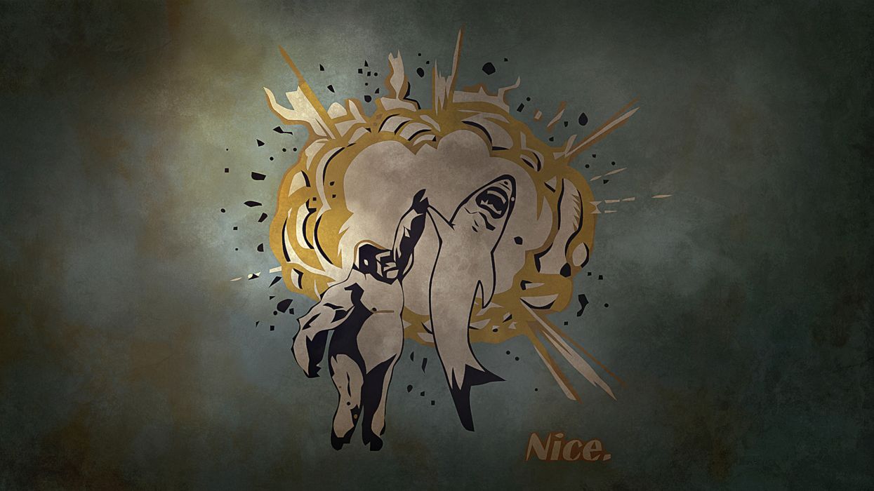 Explosions sharks high five gorillas wallpaperx1440