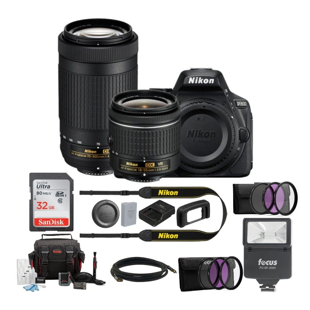 Nikon D5600 DSLR Camera With 18 55mm And 70 300mm Lenses & Card Bundle