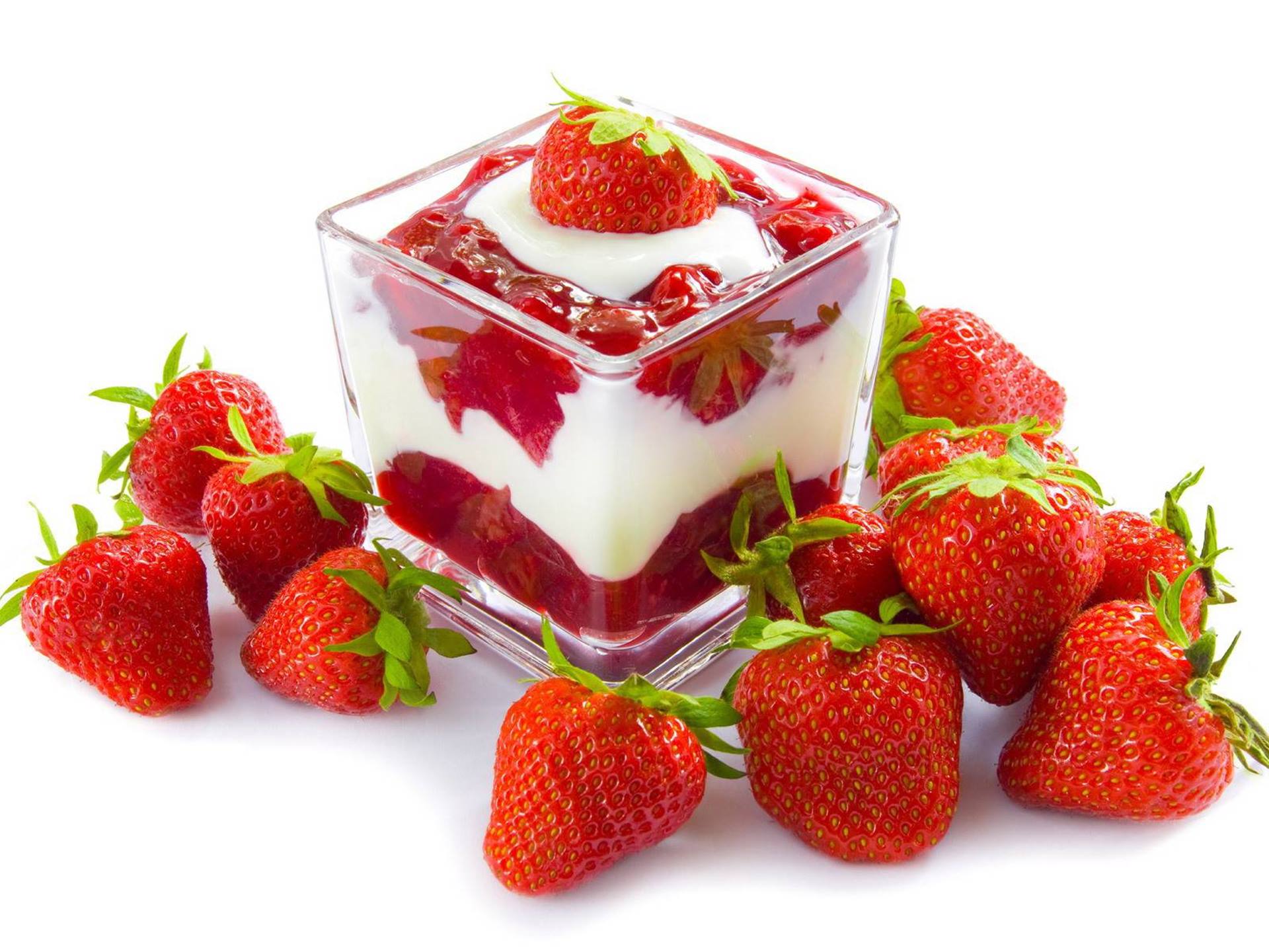 Frozen Food Strawberries Ice Cream Wallpaper
