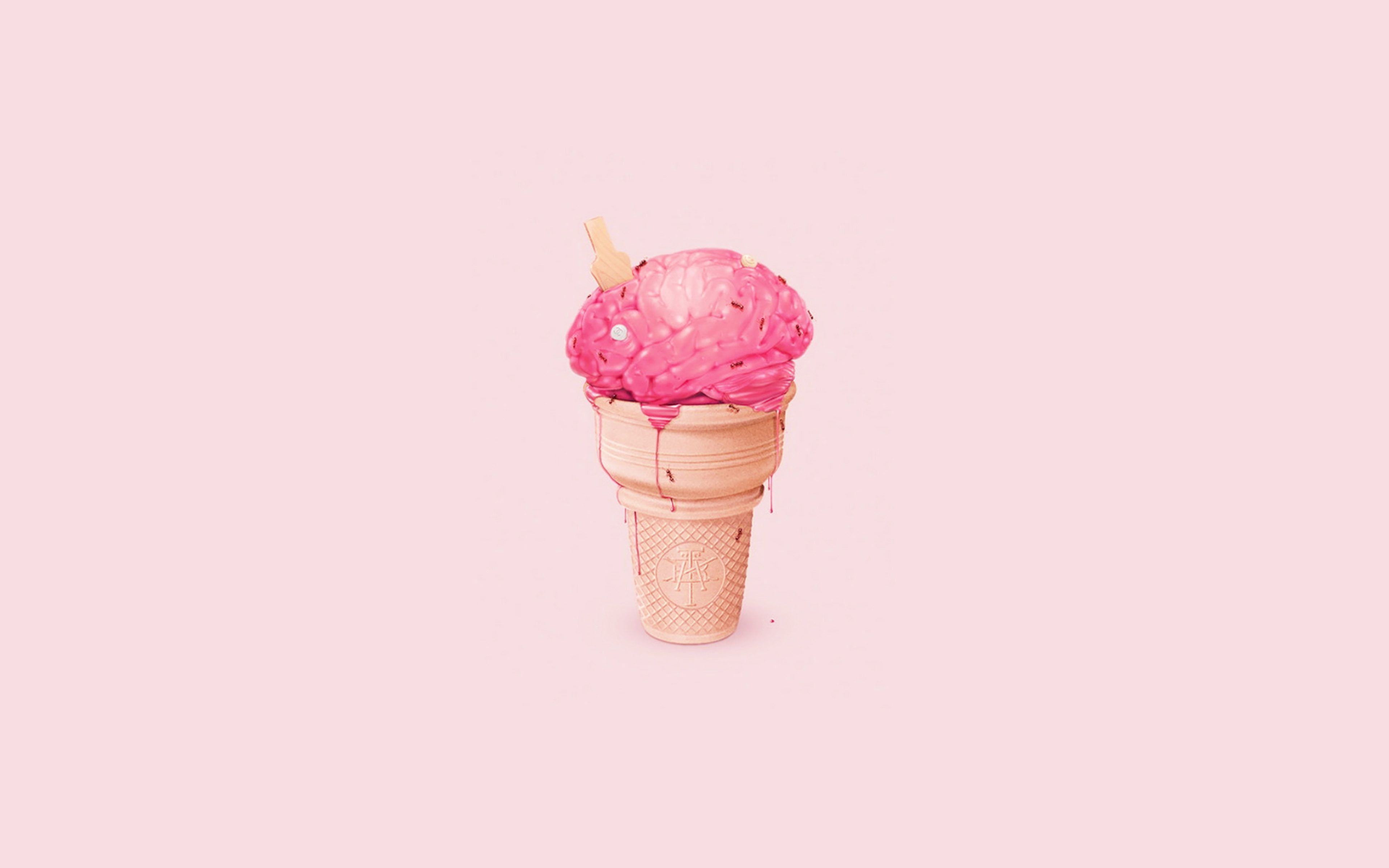 HD wallpaper: brain, icecream, illust, art, cute, pink, frozen food, ice cream Wallpaper Market