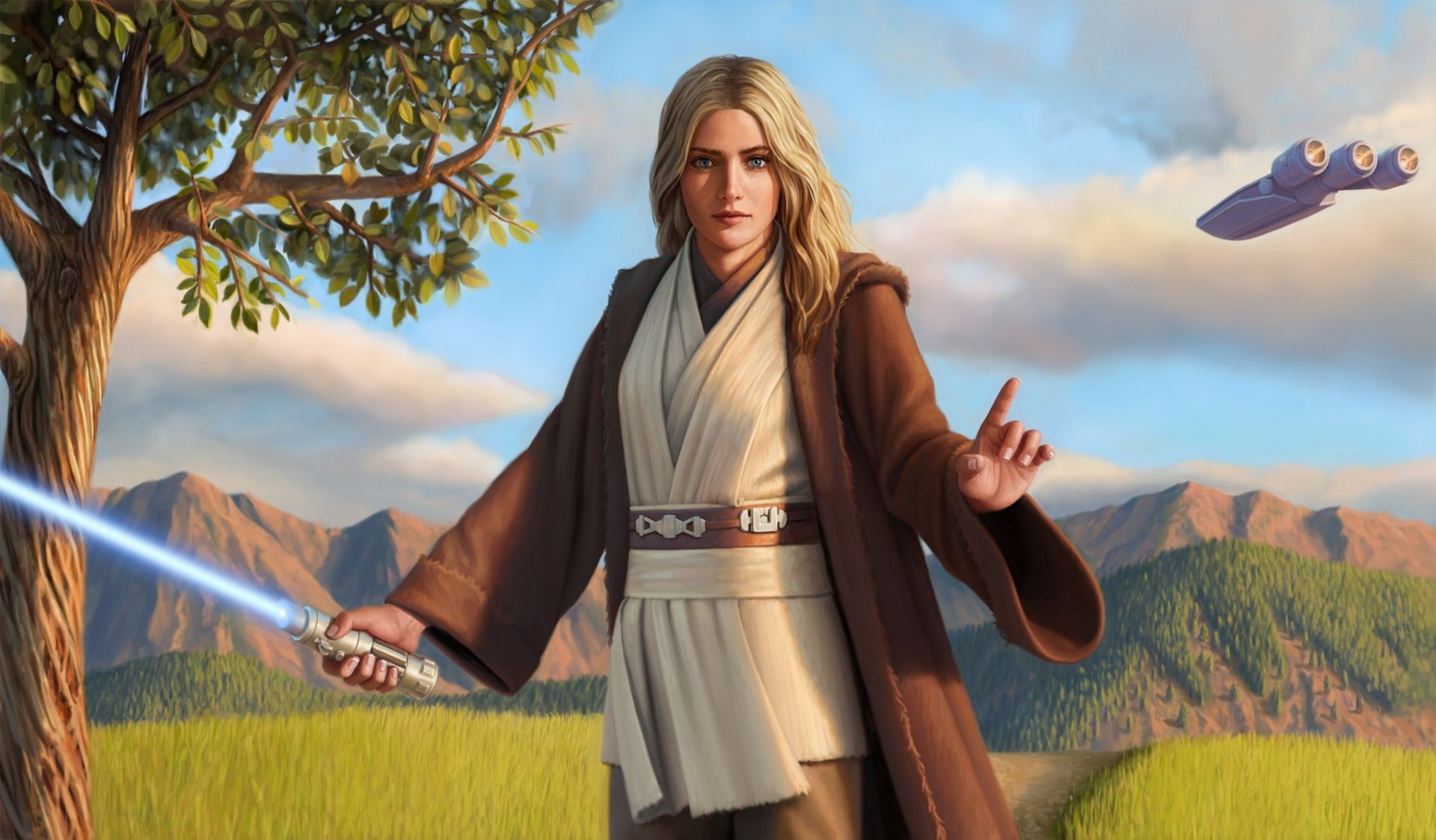 Girl, Lightsaber, Blonde, Woman Warrior, Star Wars wallpaper