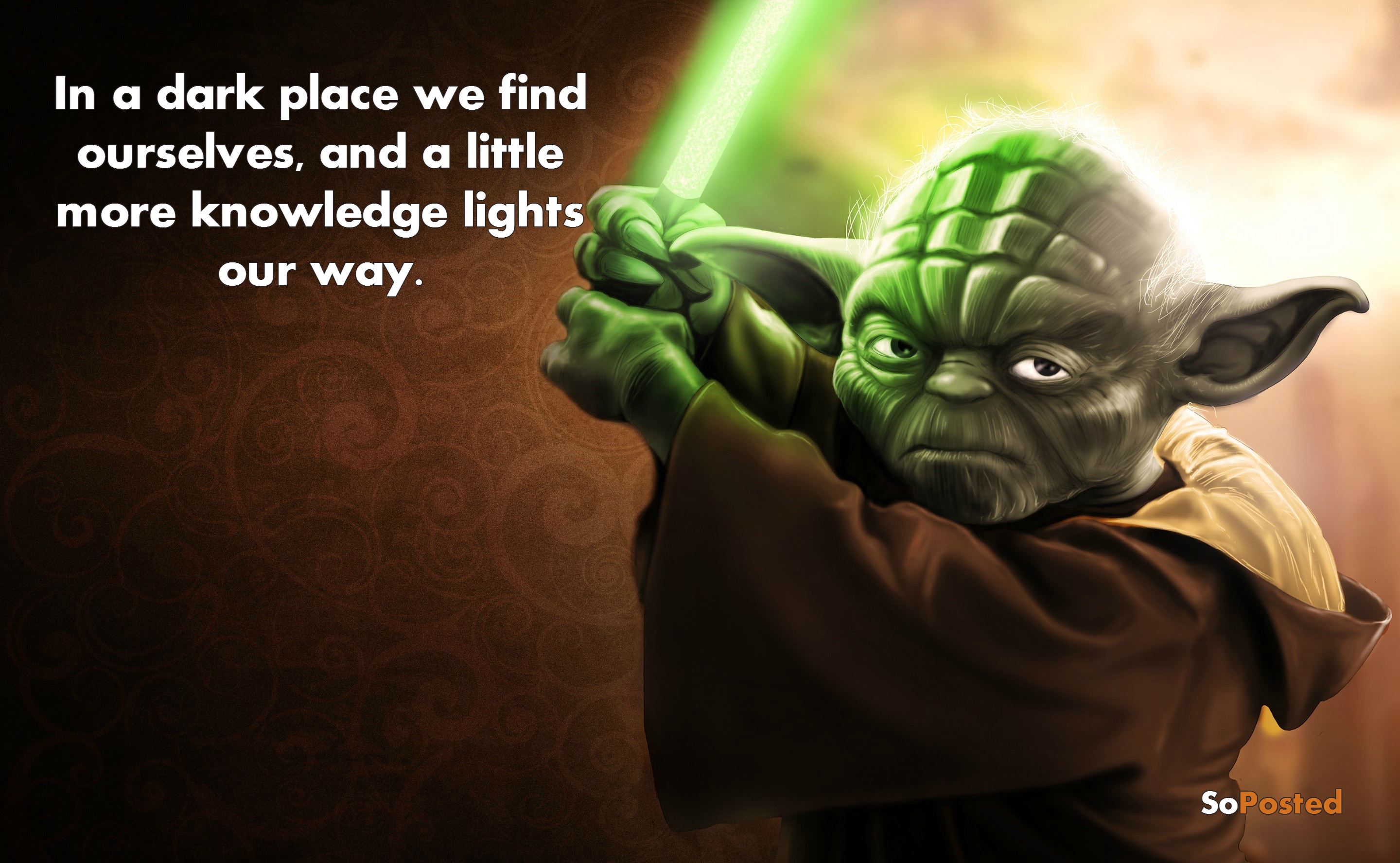 In a dark place we find ourselves, and a little more knowledge lights our way. -Yoda #QotD #StarWars. Yoda wallpaper, Yoda quotes, Yoda