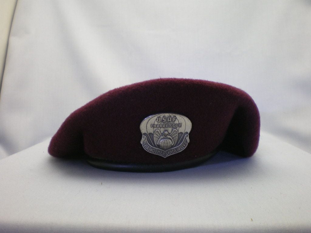 USAF PJ (PARARESCUE) Beret. Maroon beret worn