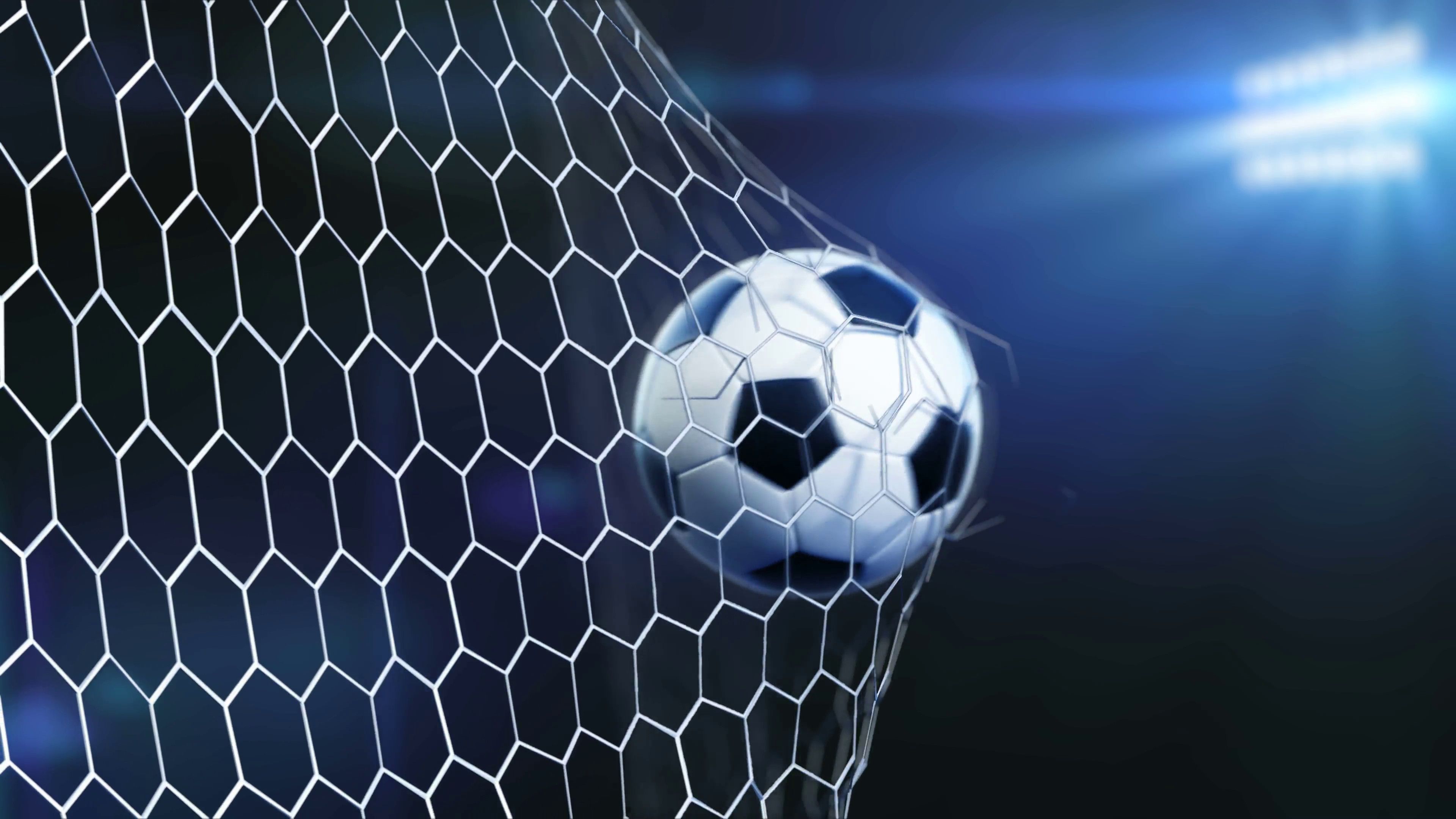 4k Slow Motion 3D Animation Of Soccer Ball Flying And Ball Flying Into Goal
