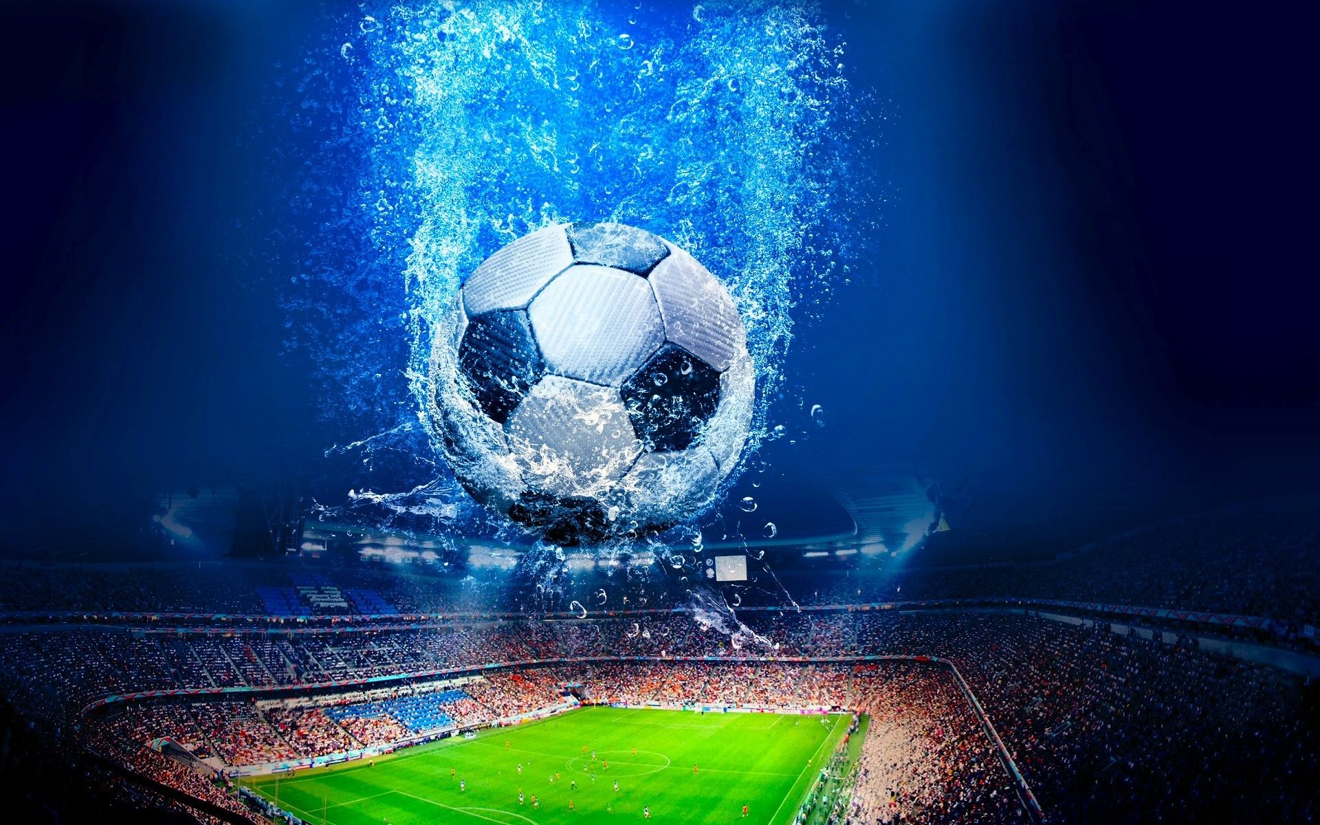 Wallpaper, digital art, water, sky, sphere, Earth, world, soccer ball, structure, football, graphics, 1920x1200 px, computer wallpaper, atmosphere of earth, sport venue 1920x1200