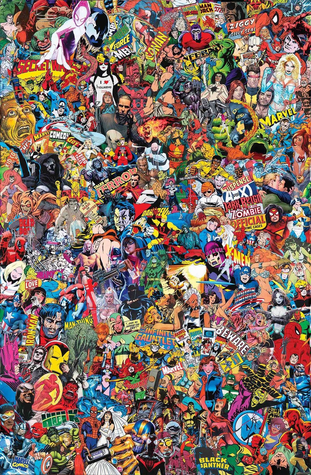 Marvel Aesthetic Collage With Comic Pages And Heroes