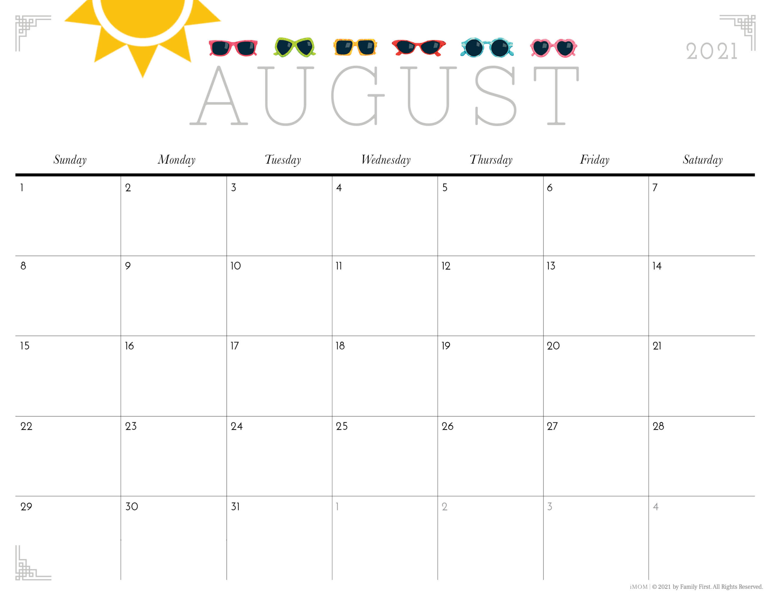 August 2021 calendar wallpapers