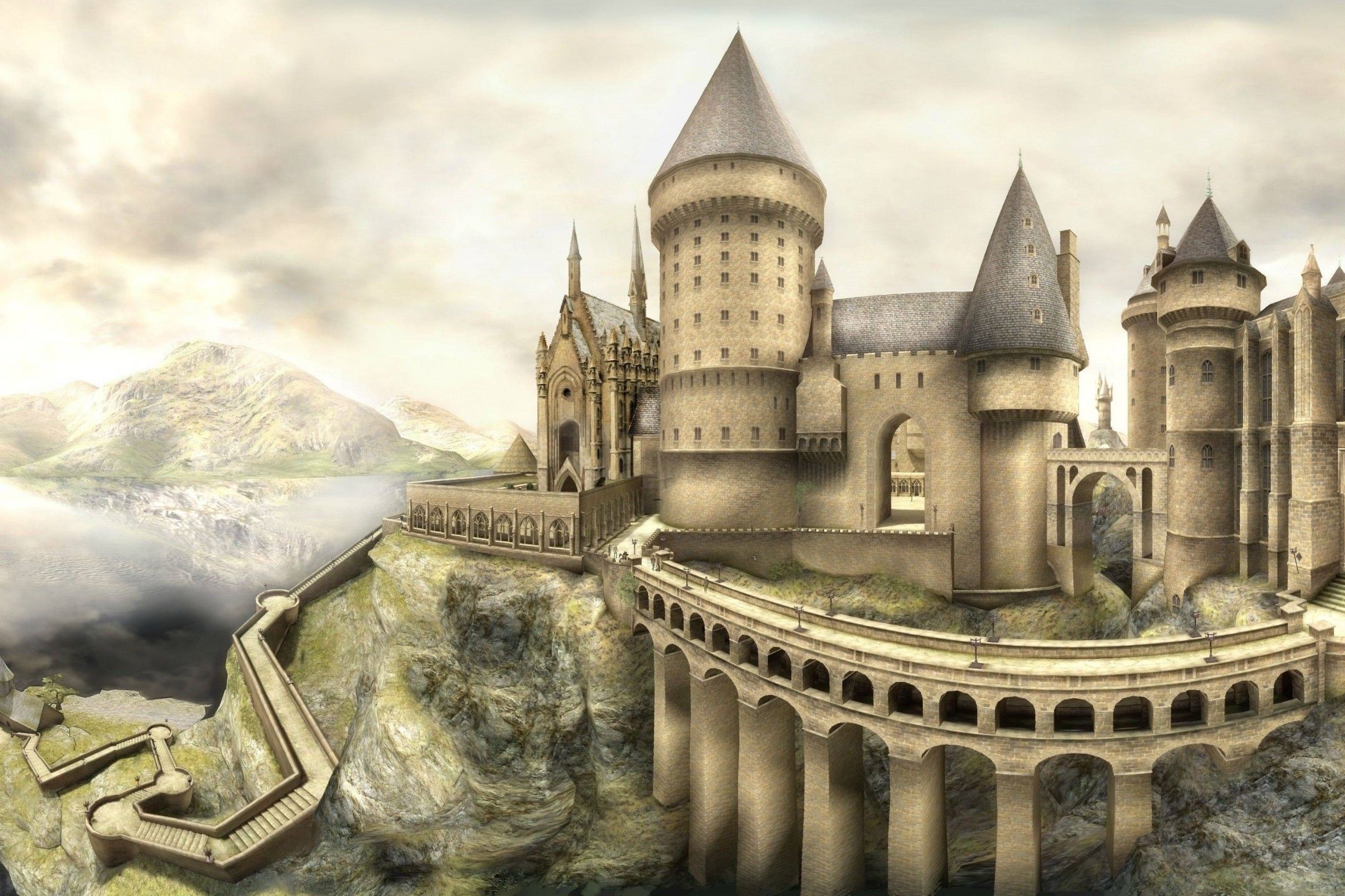 Download 2160x1440 Harry Potter, Hogwarts, Magic School, 3D Model Wallpaper