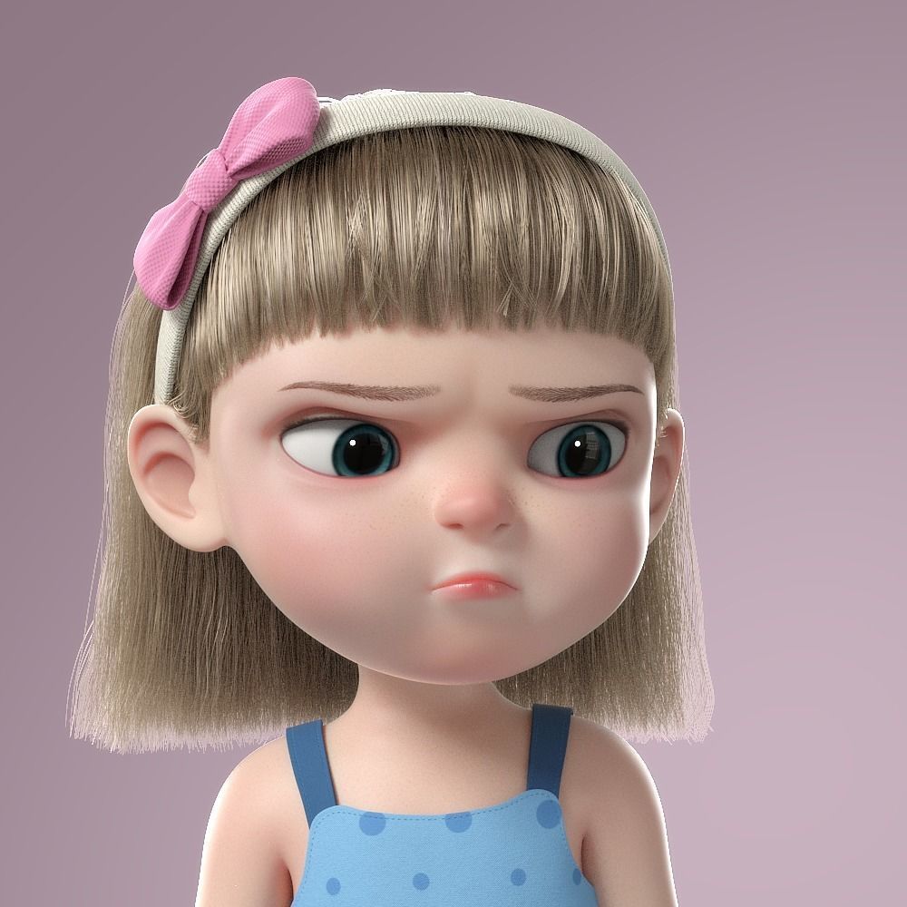 school Cartoon Girl Rigged 3D. CGTrader. Girl cartoon, Girl cartoon characters, 3D cartoon girl rigged