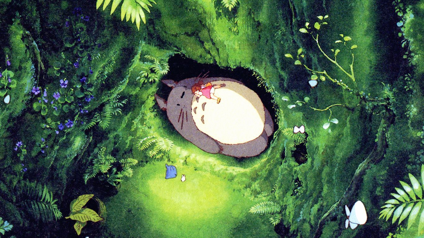 Japan Totoro Art Green Anime Illustration. Totoro Wallpaper, Green Anime, Cute Totoro Wallpaper