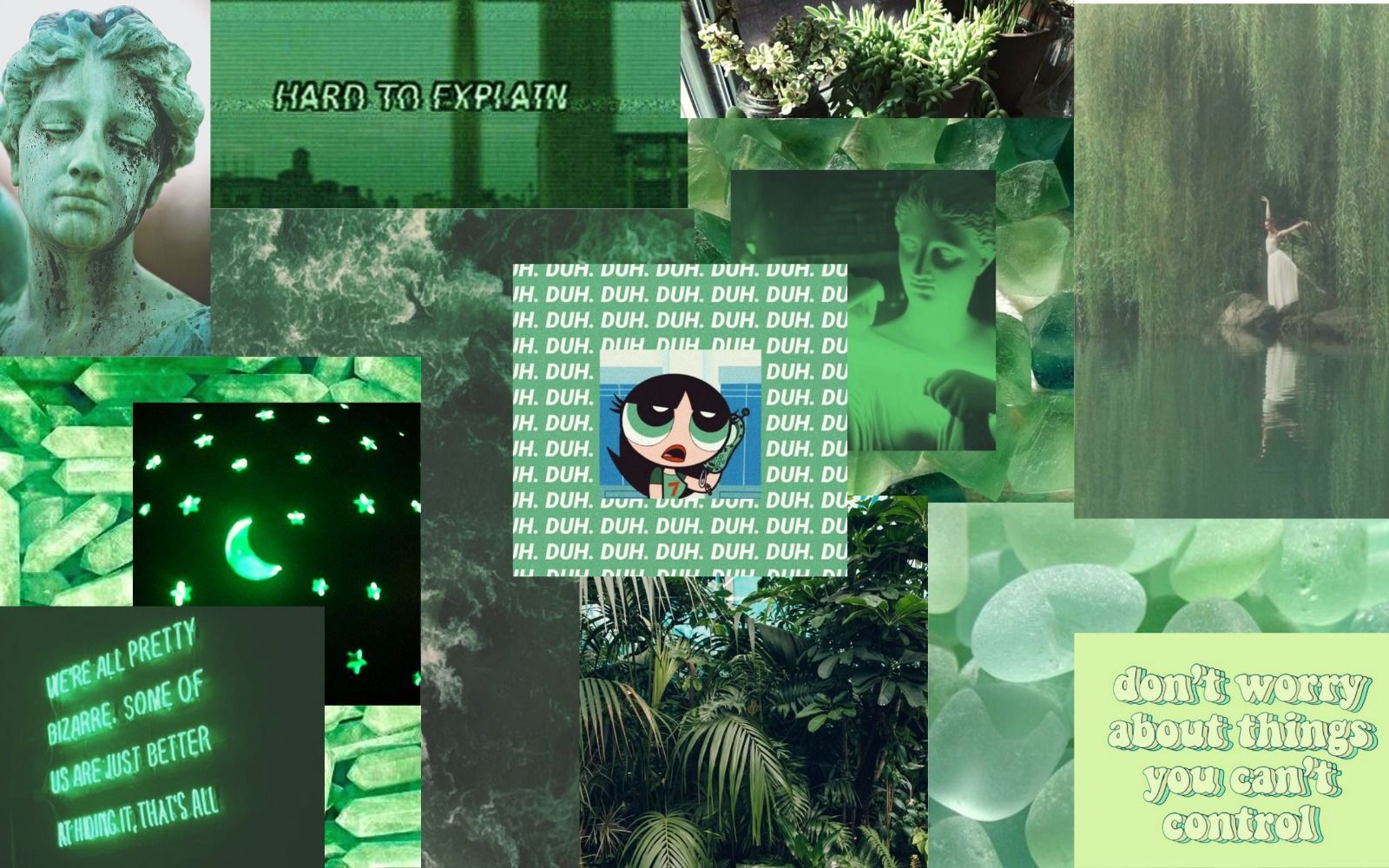 Anime Collage Wallpaper Aesthetic Green