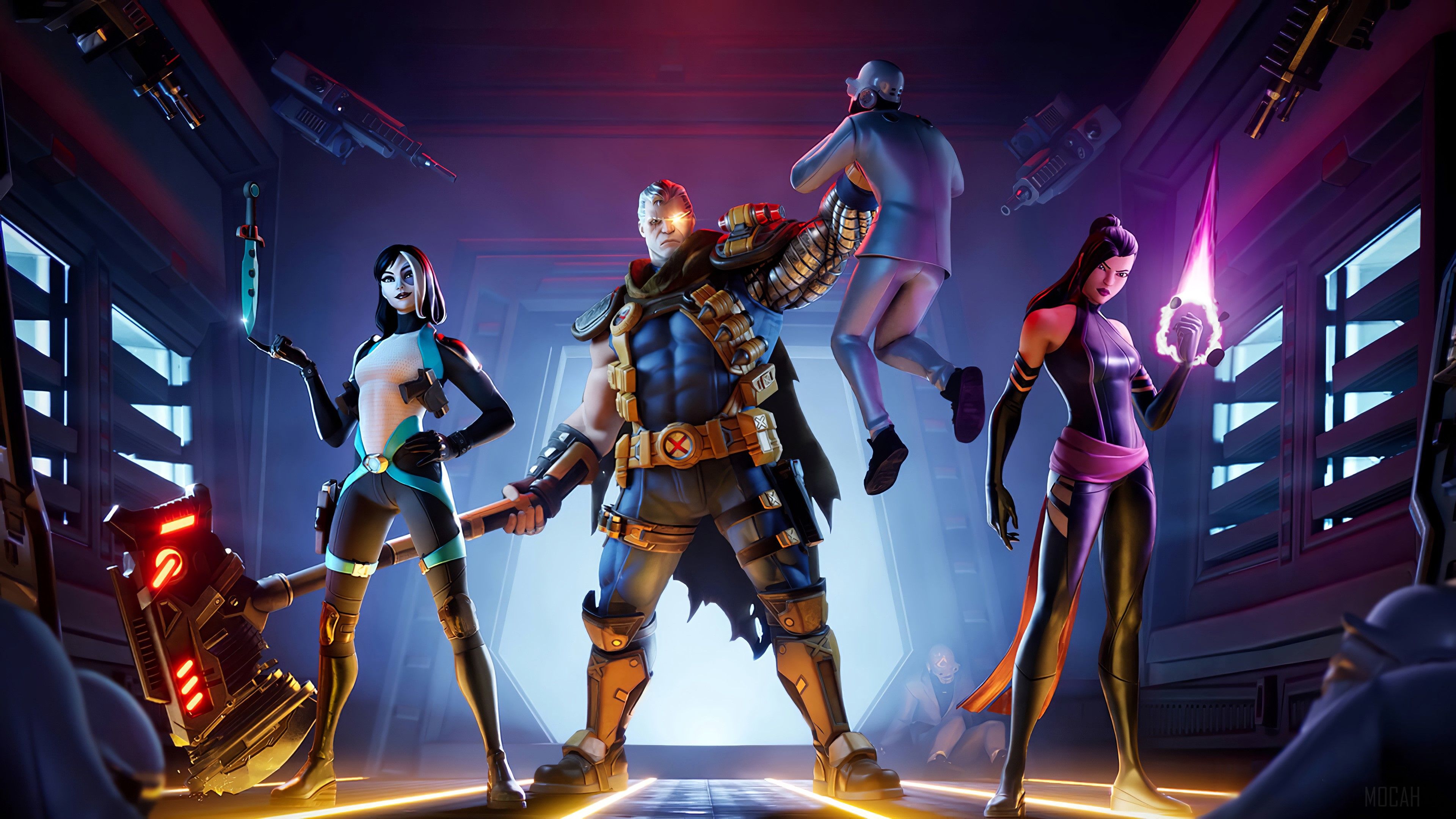 X Force, Fortnite, Fortnite Battle Royale, Video Game, Domino, Cable, Psylocke, Superhero, Marvel Comics 4k wallpaper HD Wallpaper