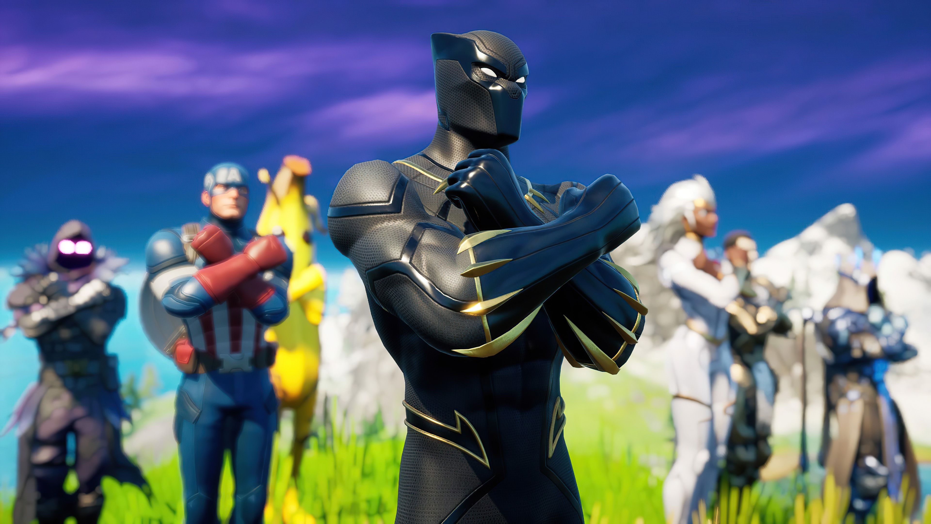 Black Panther Captain America Fortnite Marvel Comics Storm 4K HD Fortnite Wallpaper