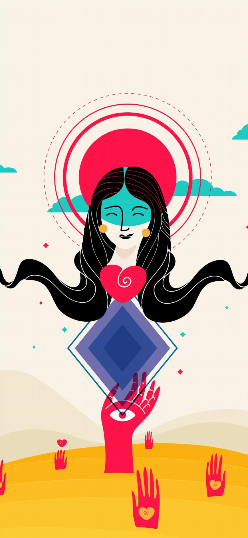 IPhone Wallpaper Illustration Abstract Happy Women Wallpaper Art: Free HD Download