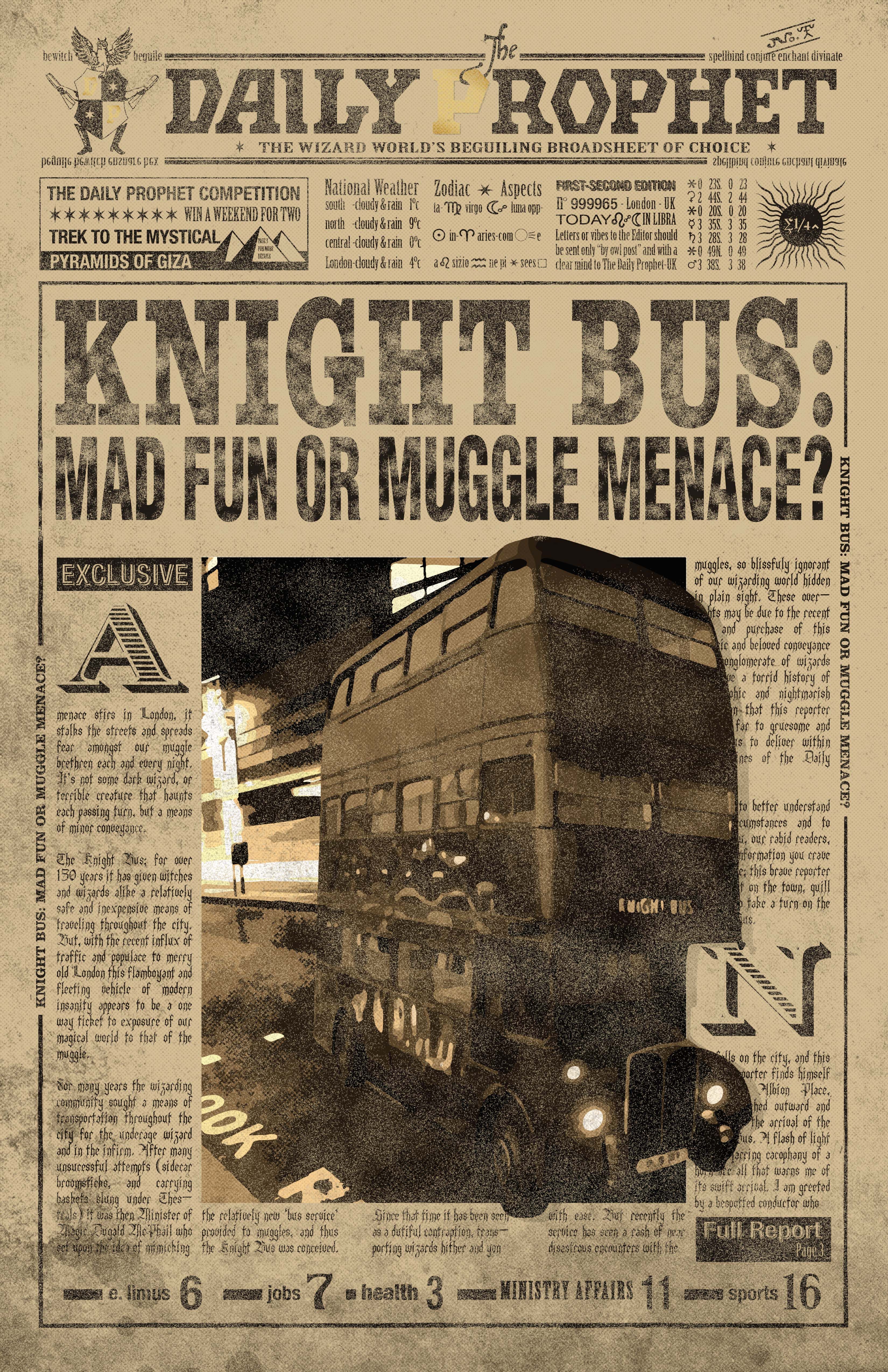 Knight Bus poster. Harry potter poster, Harry potter wall, Harry potter newspaper
