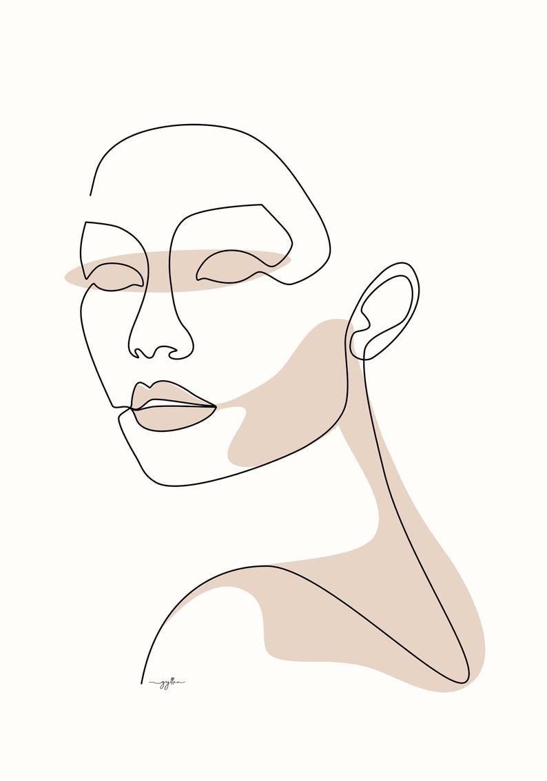 Abstract Aesthetic Face Line Art Wallpaper