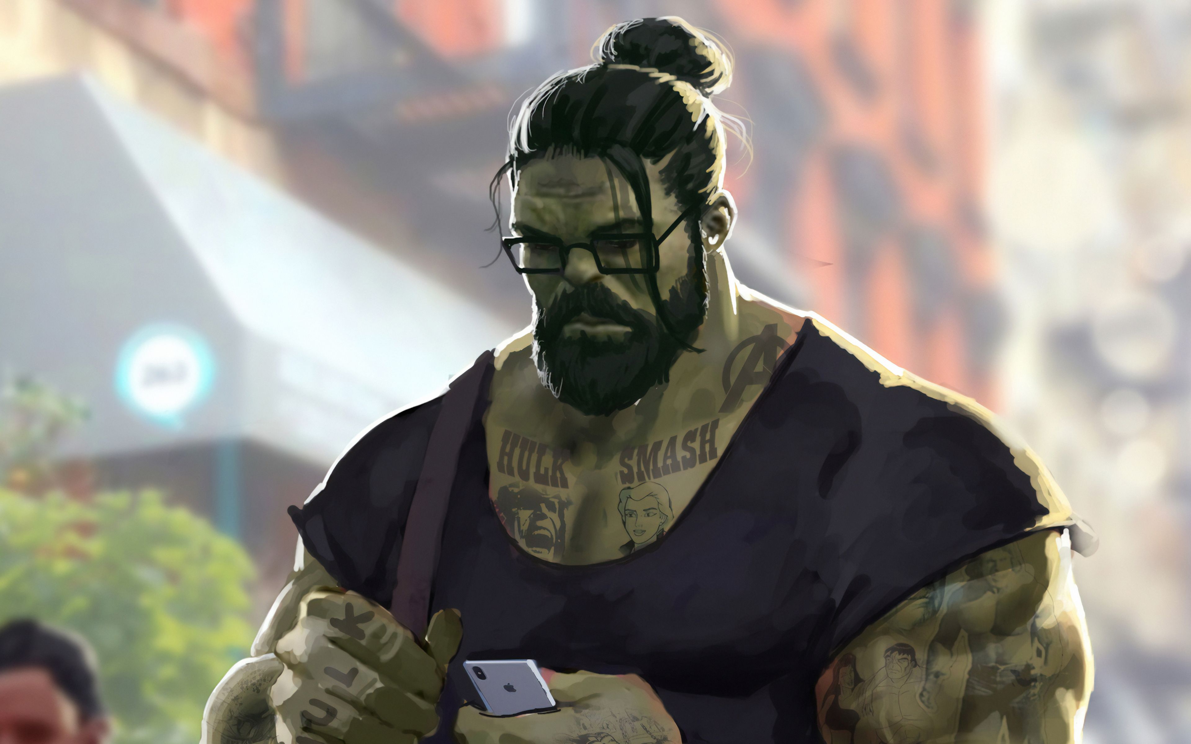 Professor Hulk Man Bun 4k HD 4k Wallpaper, Image, Background, Photo and Picture