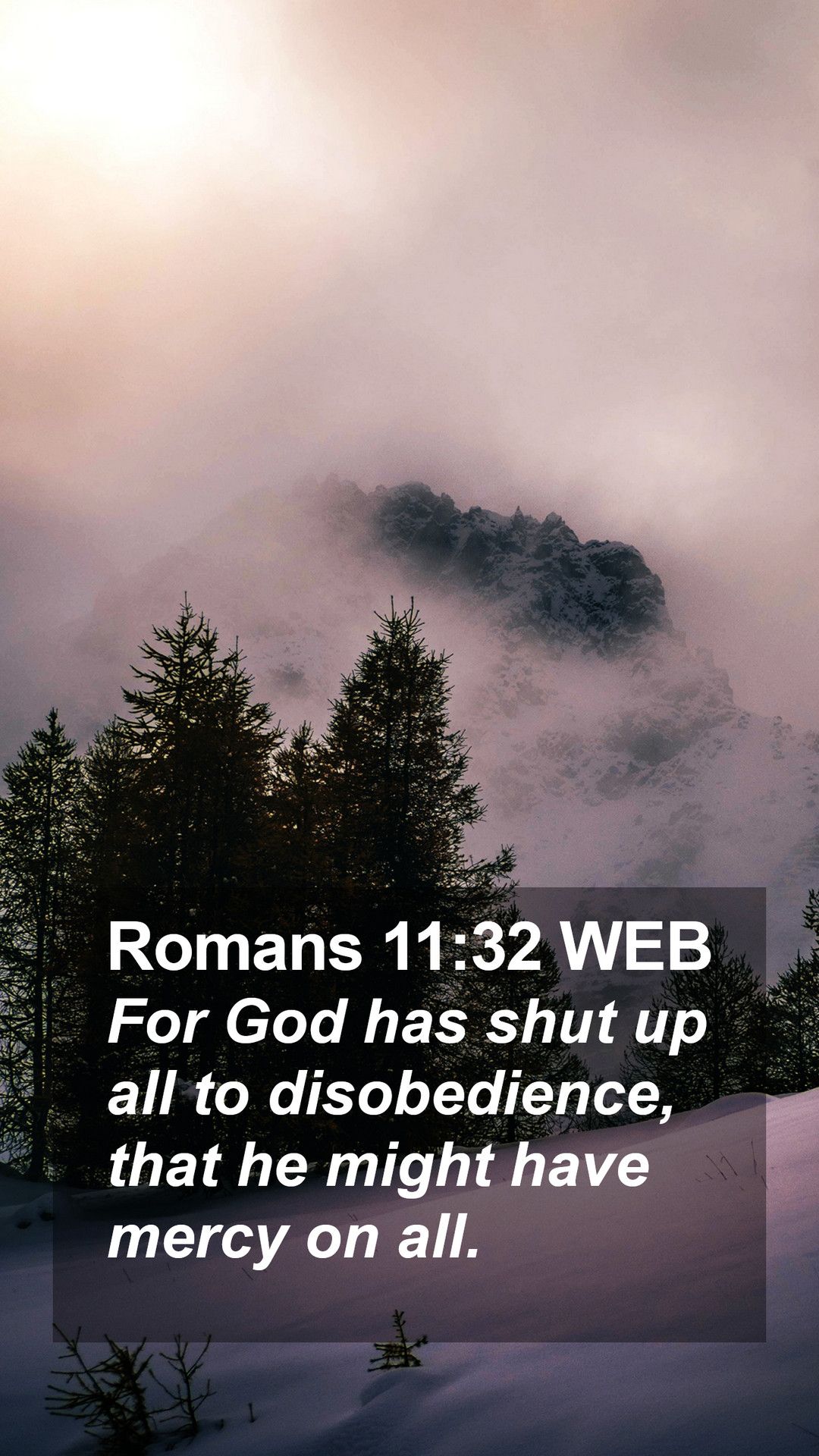 Romans 11:32 WEB Mobile Phone Wallpaper God has shut up all to disobedience, that he