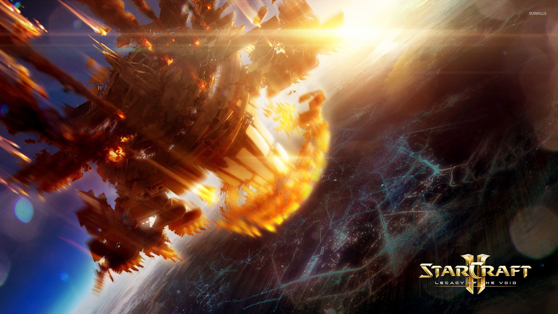 Burning spaceship in StarCraft II: Legacy of the Void wallpaper wallpaper