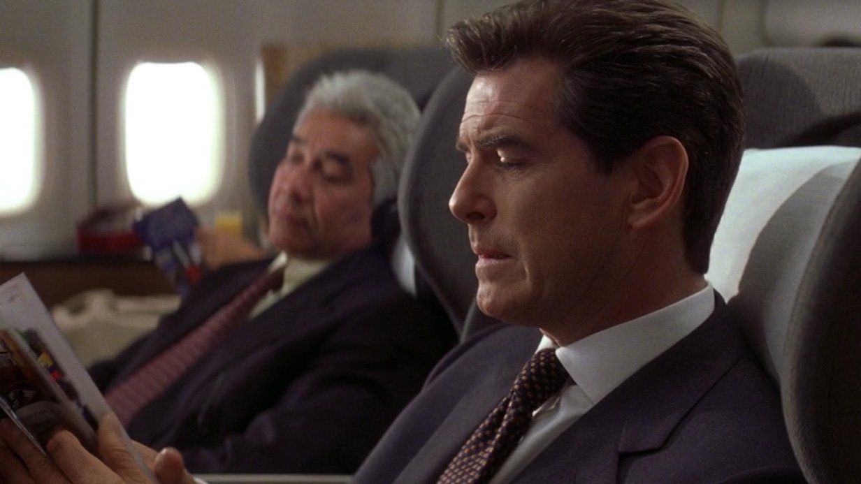 Brosnan's Navy Birdseye Suit in Hong Kong in Die Another Day