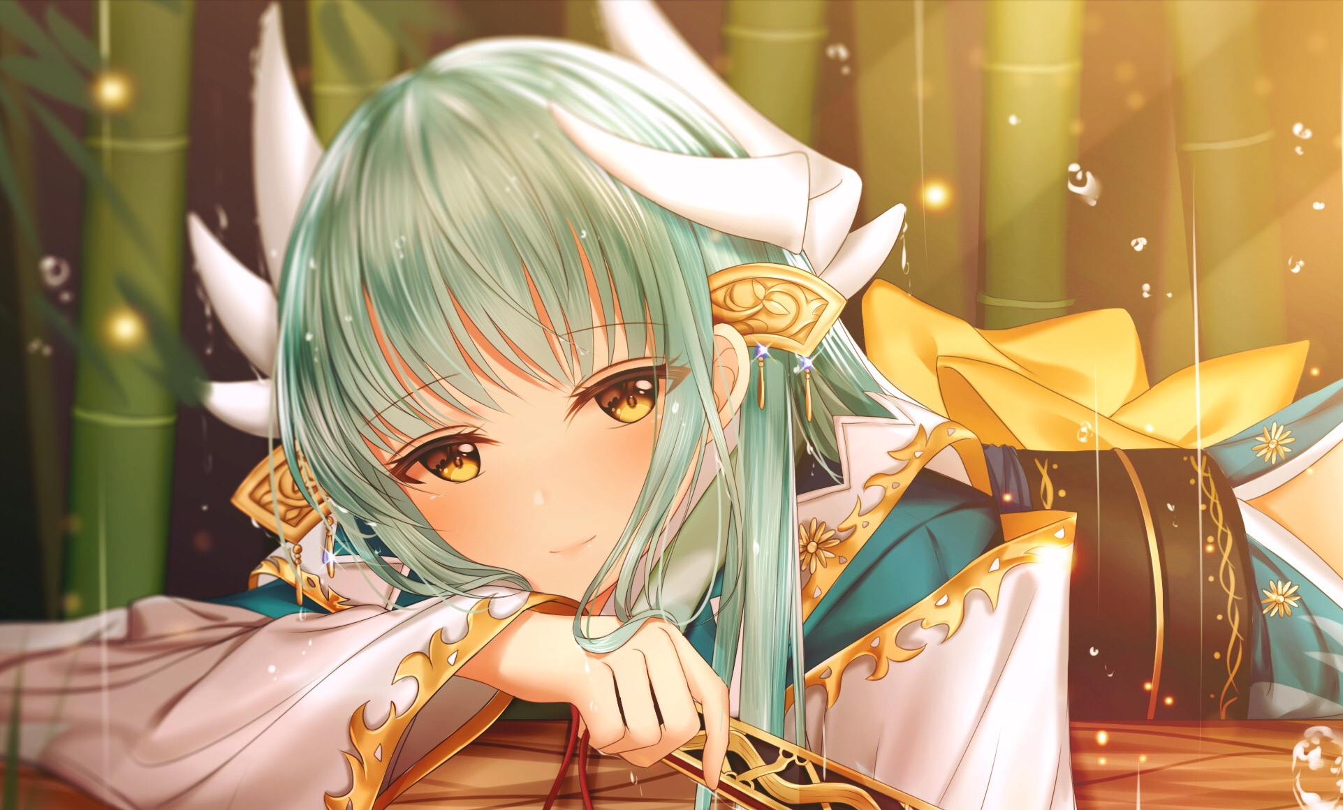 Kiyohime (Fate Grand Order), Black Hair, Original (Anime), Smile, Green Hair, Kimono, Girl, Anime Wallpaper. Mocah HD Wallpaper