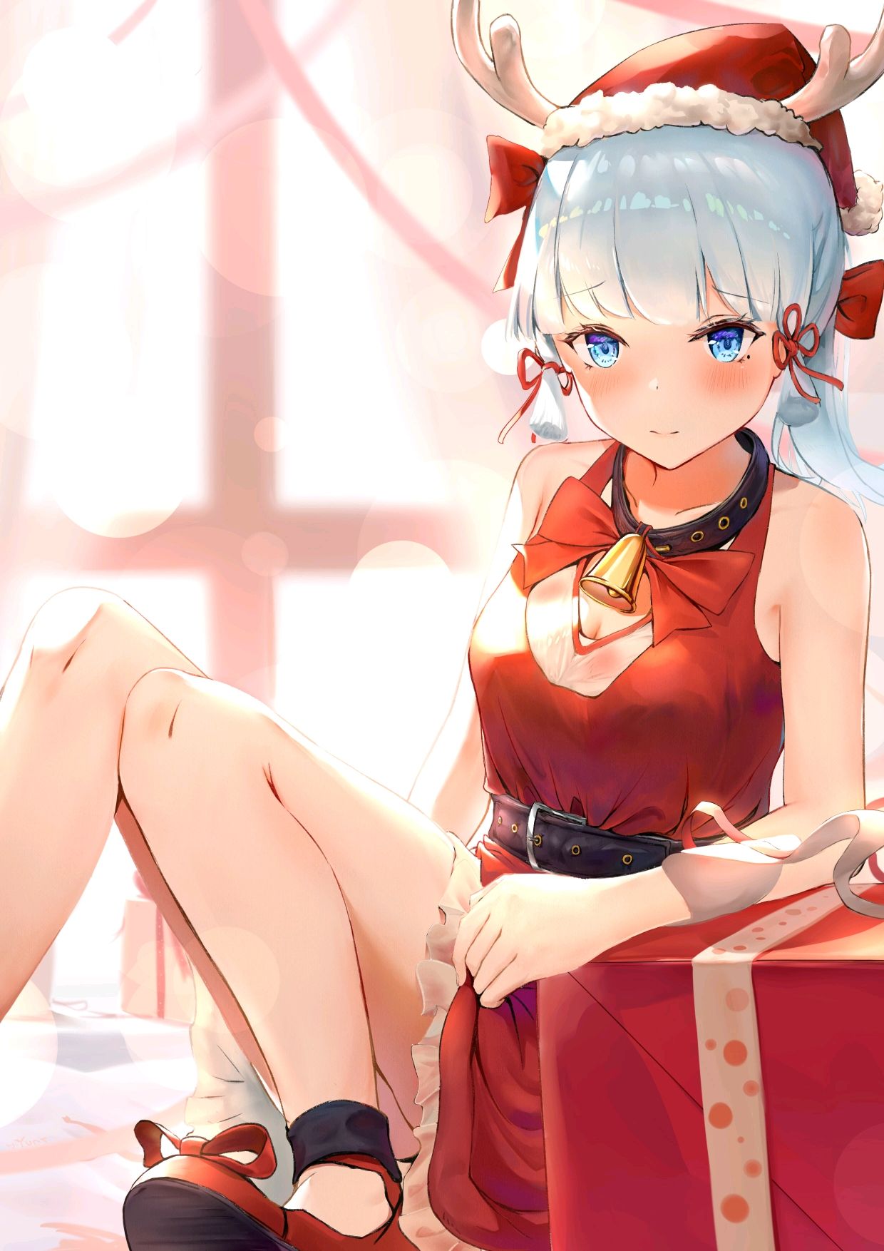 Genshin Impact Anime Girls Kamisato Ayaka Kamisato Ayaka Genshin Impact Christmas Clothes Wallpaper:1240x1754