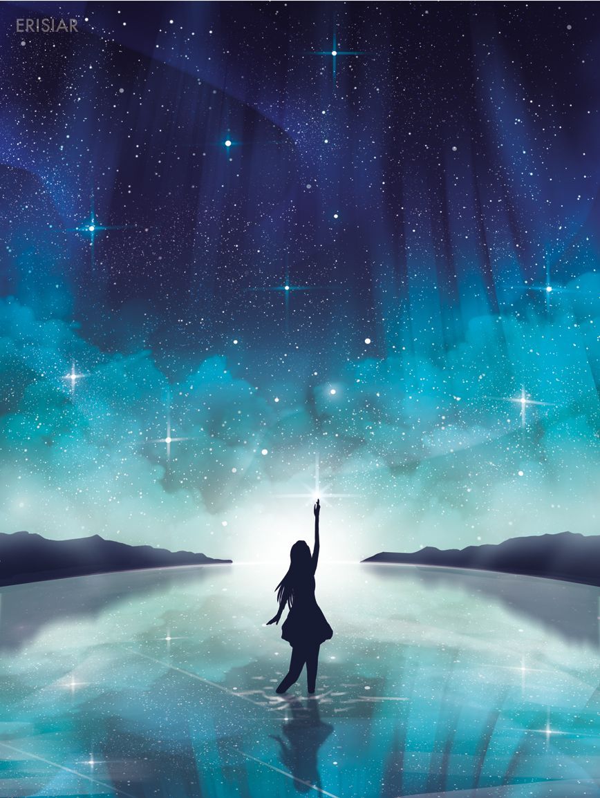 Girl Silhouette Galaxy Background