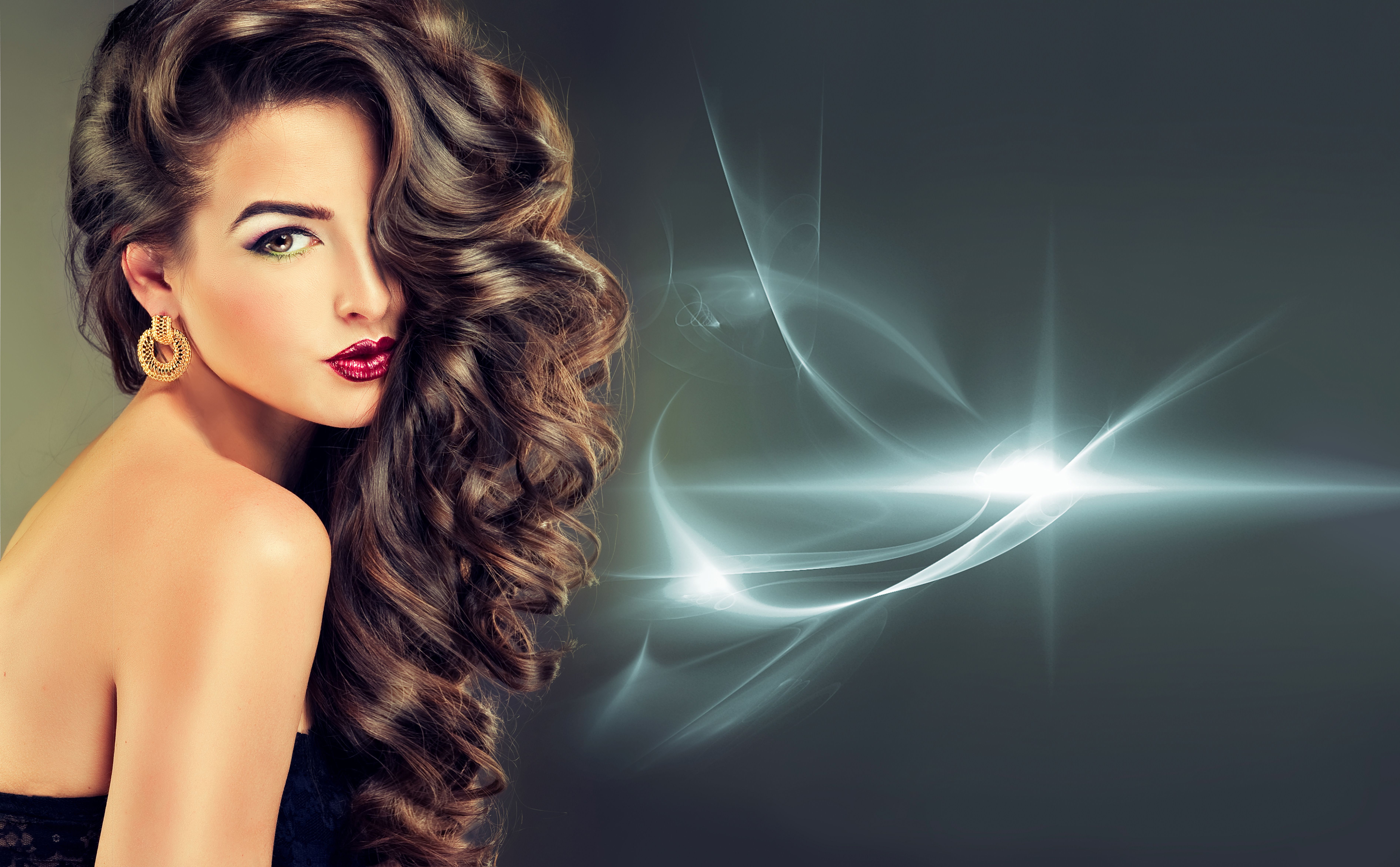 Young showy girl with beautiful long hair wallpaper and image, picture, photo