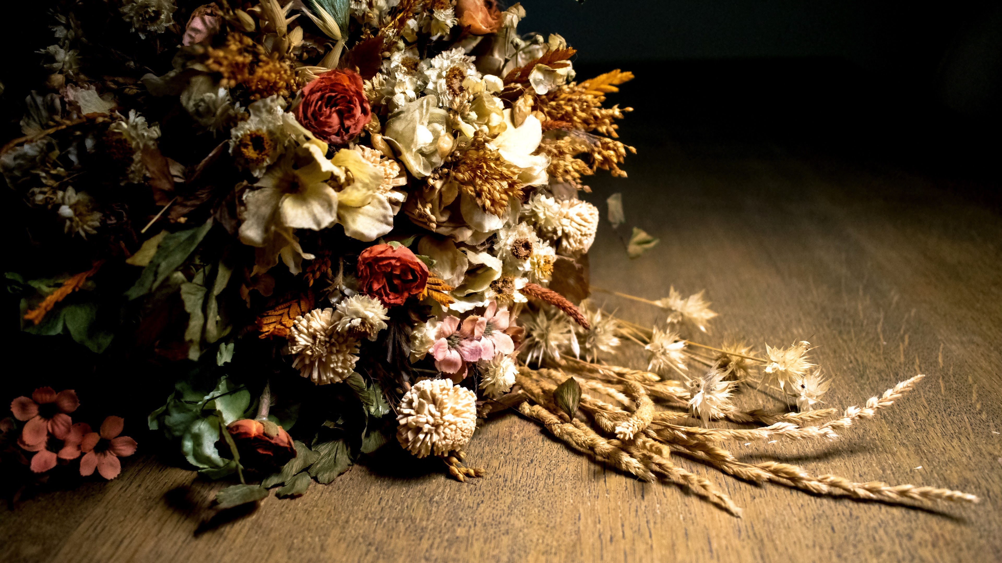 Desktop Wallpaper Bouquet Of Dried Flowers, HD Image, Picture, Background, Kfodzp