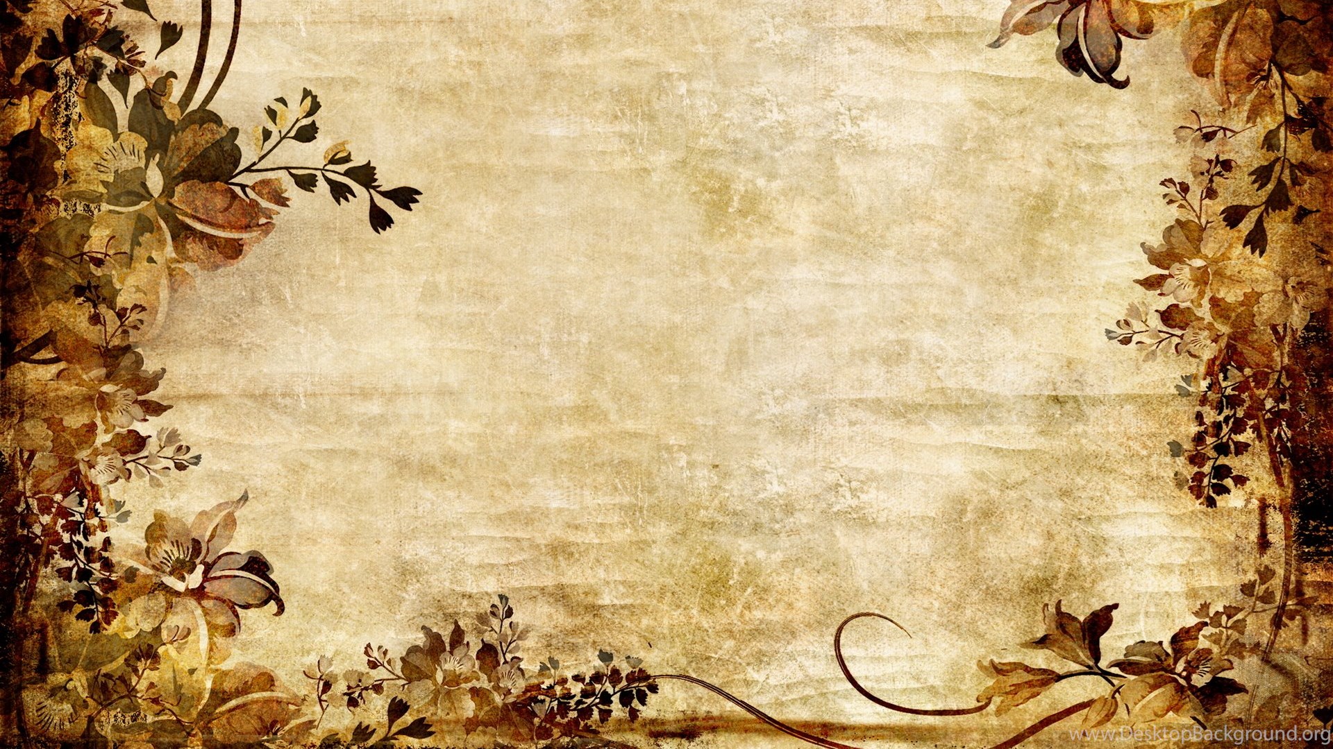 Dried Flowers Frame, Background Pattern Desktop Background
