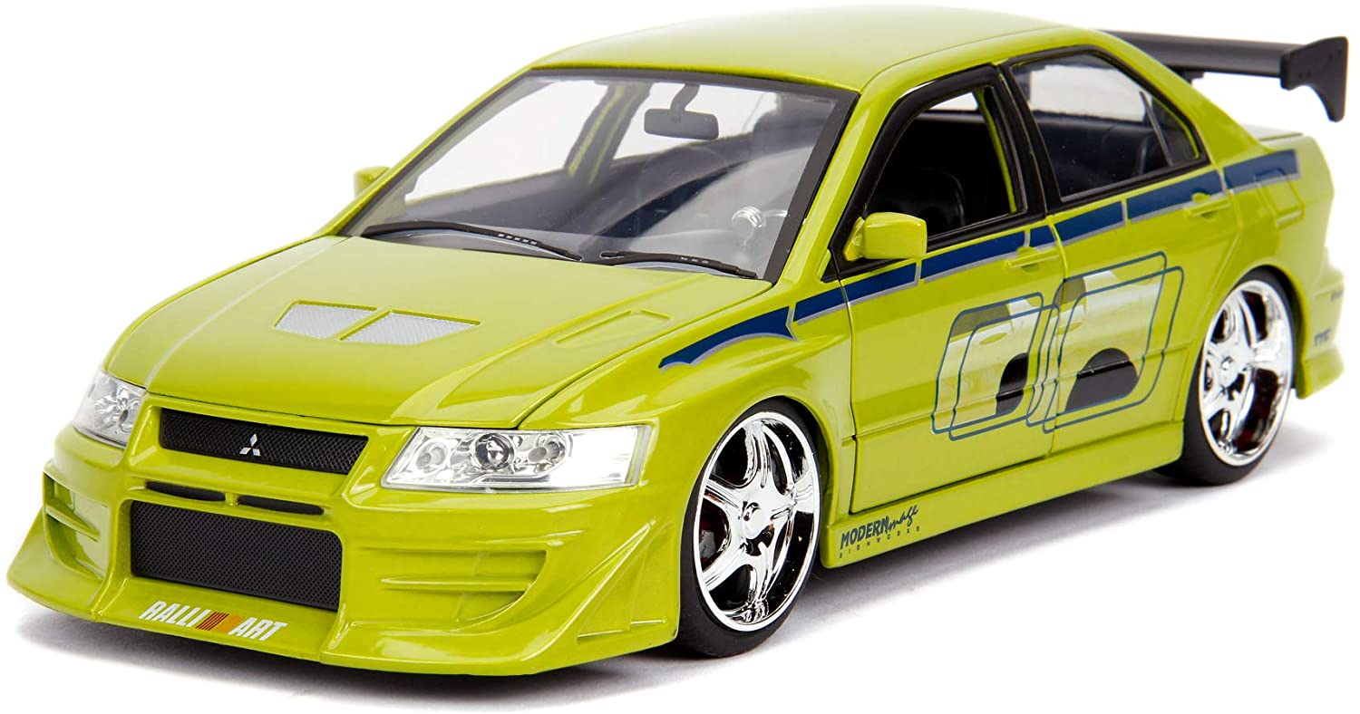 Jada Toys Fast & Furious 1:24 Brian's Mitsubishi Lancer Evolution VII Die Cast Car, Toys For Kids And Adults, Lime Green: Toys & Games