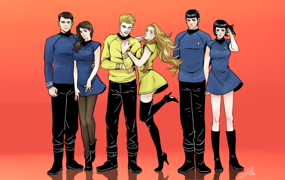 Bones, Kirk, and Spock and their genderbends! star trek, Star trek characters, Star trek movies
