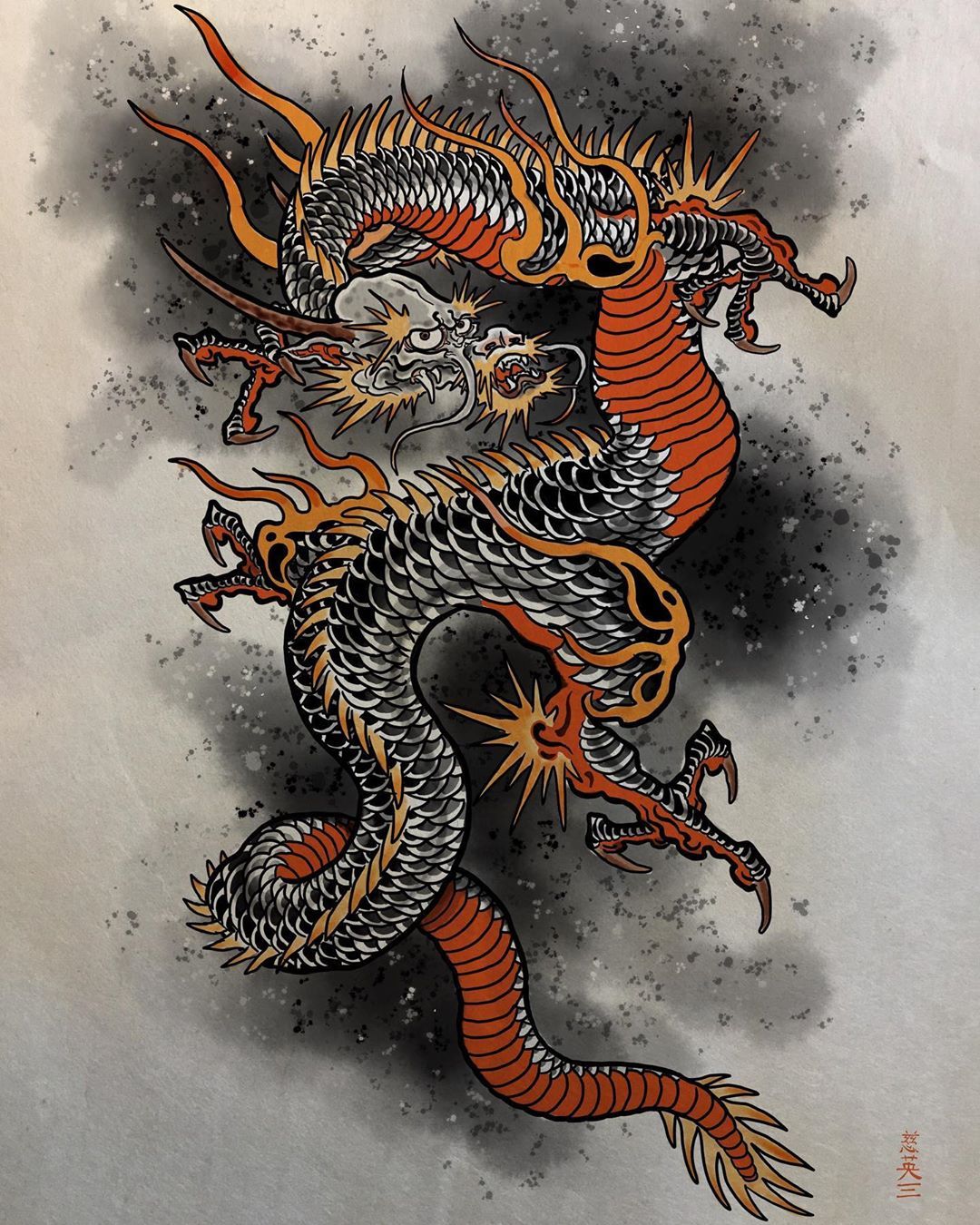 Ninjamie on Instagram: “Dragon in clouds. Would love to tattoo this #dragon #dragontattoo #japanesetatt. Japanese dragon tattoos, Dragon tattoo art, Dragon tattoo